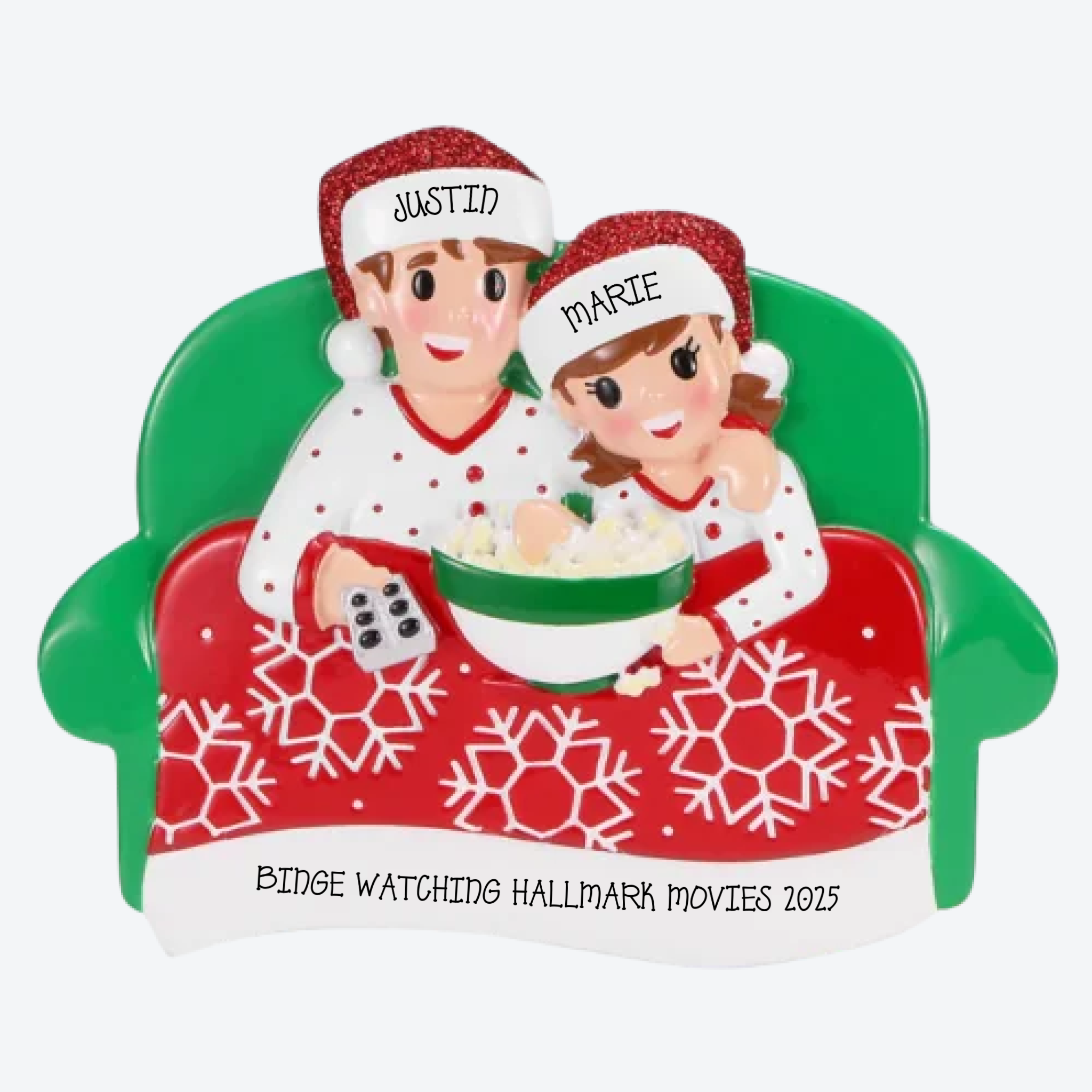 Couples Movie Night Personalized Christmas Ornament