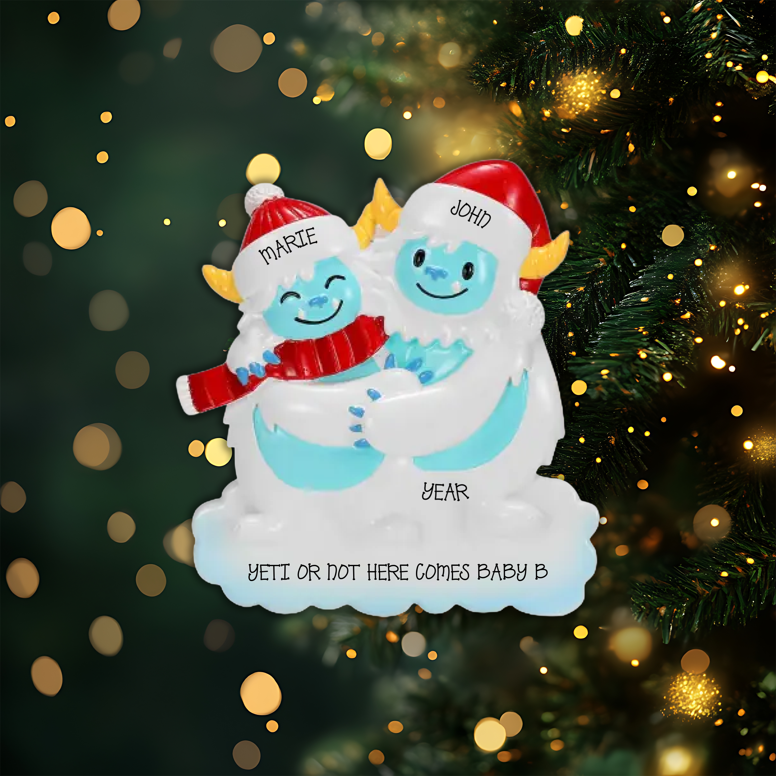 Yeti Couple Personalized Christmas Ornament