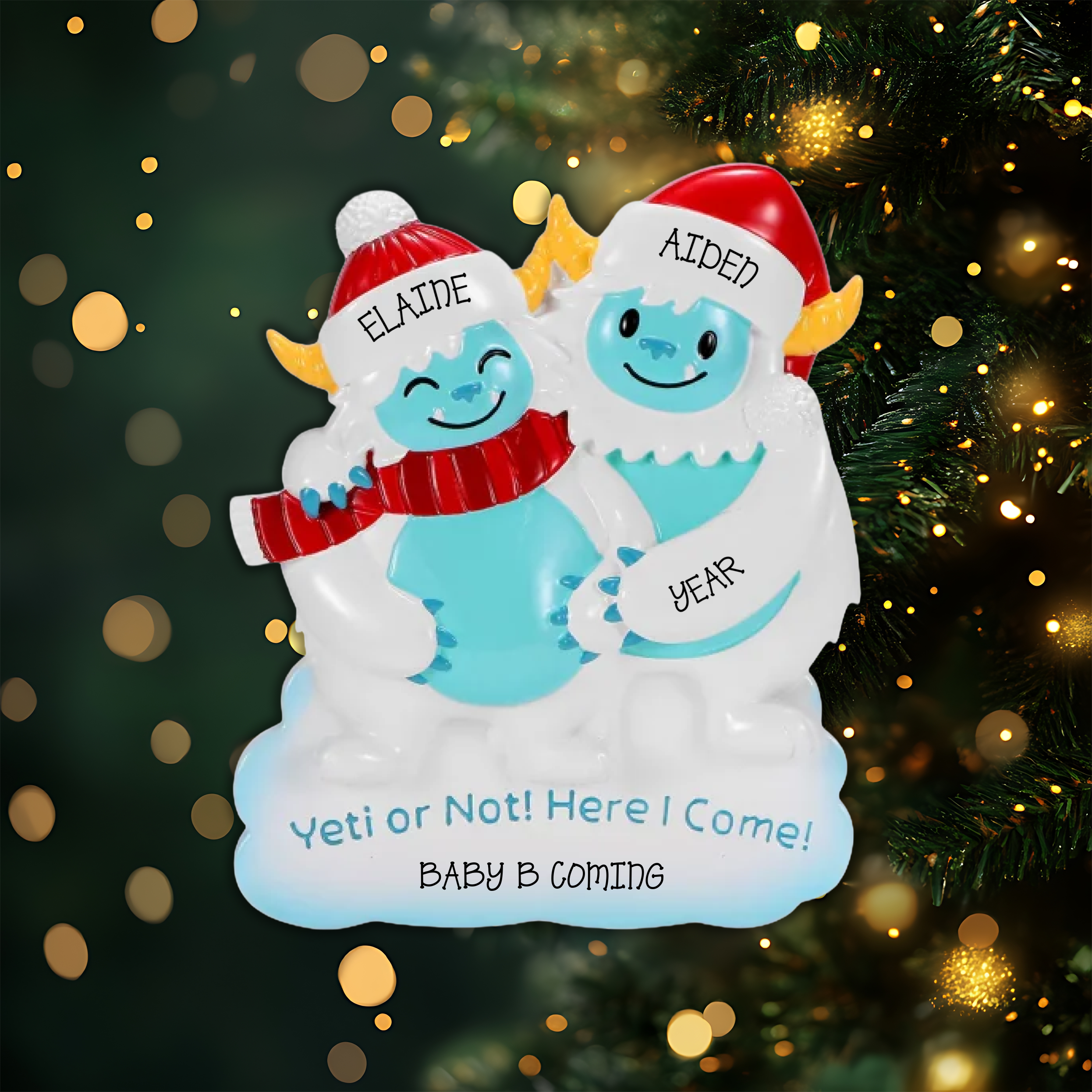 Yeti Expecting Family Personalized Christmas Ornament