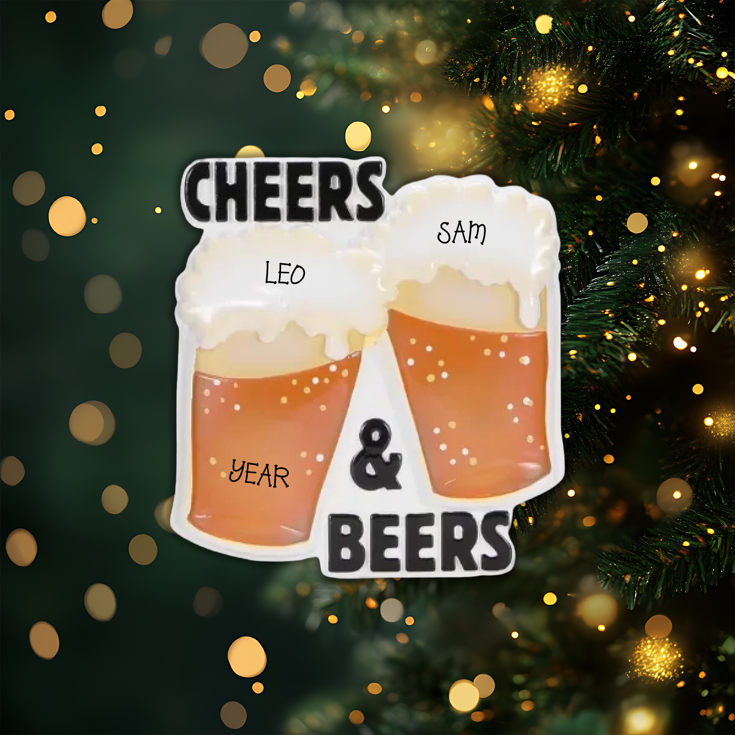 Cheers and Beers Personalized Christmas Ornament