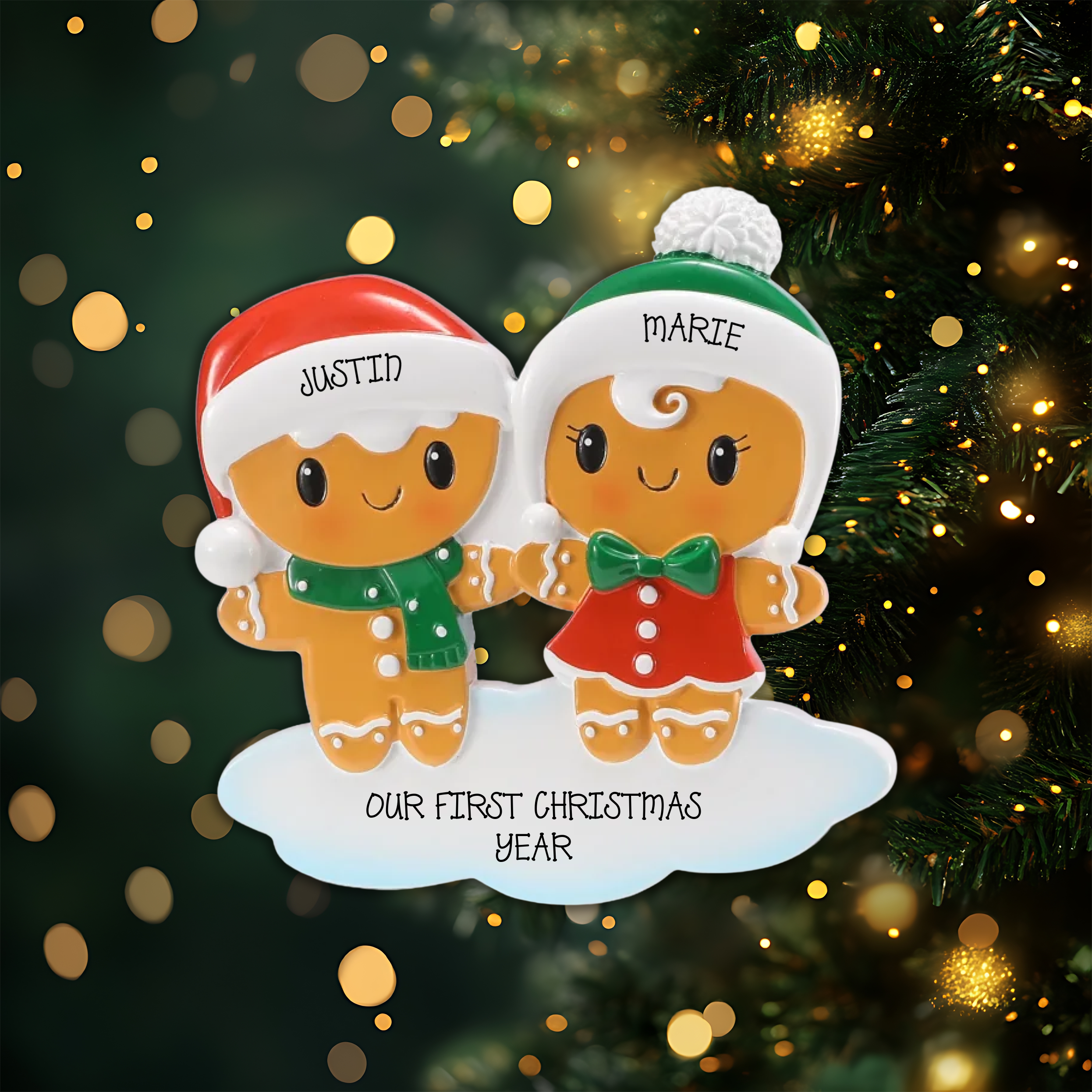 Gingerbread Couple Personalized Christmas Ornament