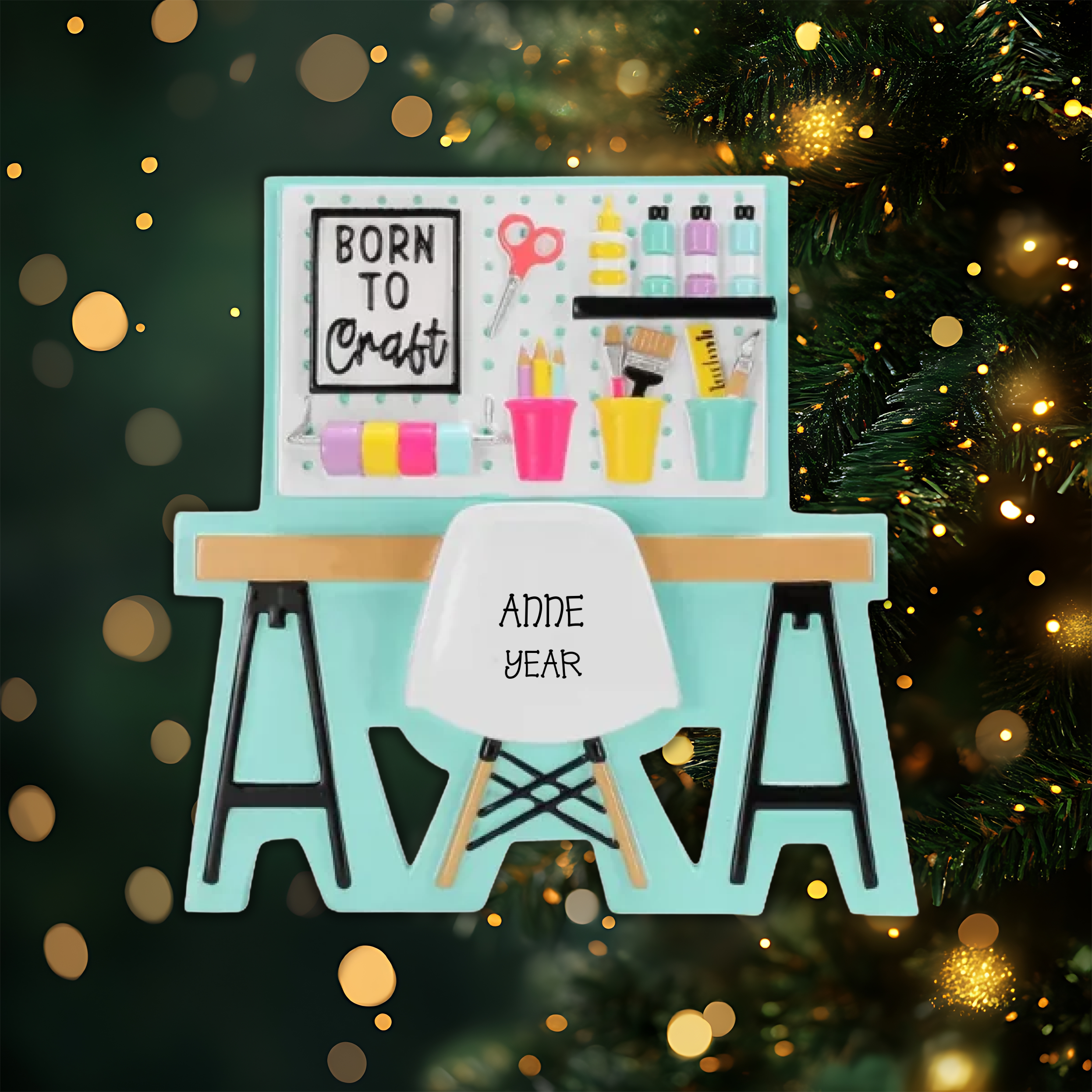 Crafting Table Personalized Christmas Ornament