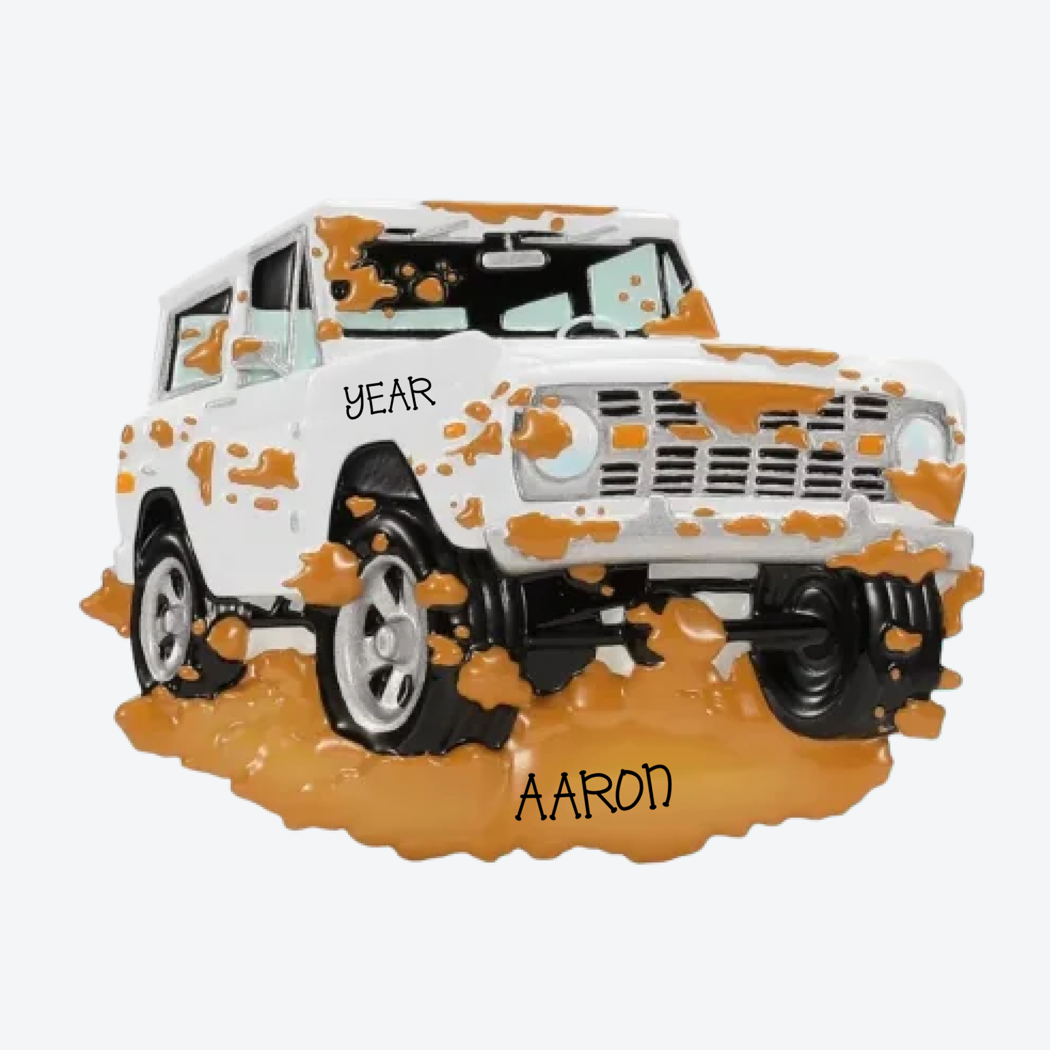 White Off Roading Truck Personalized Christmas Ornament