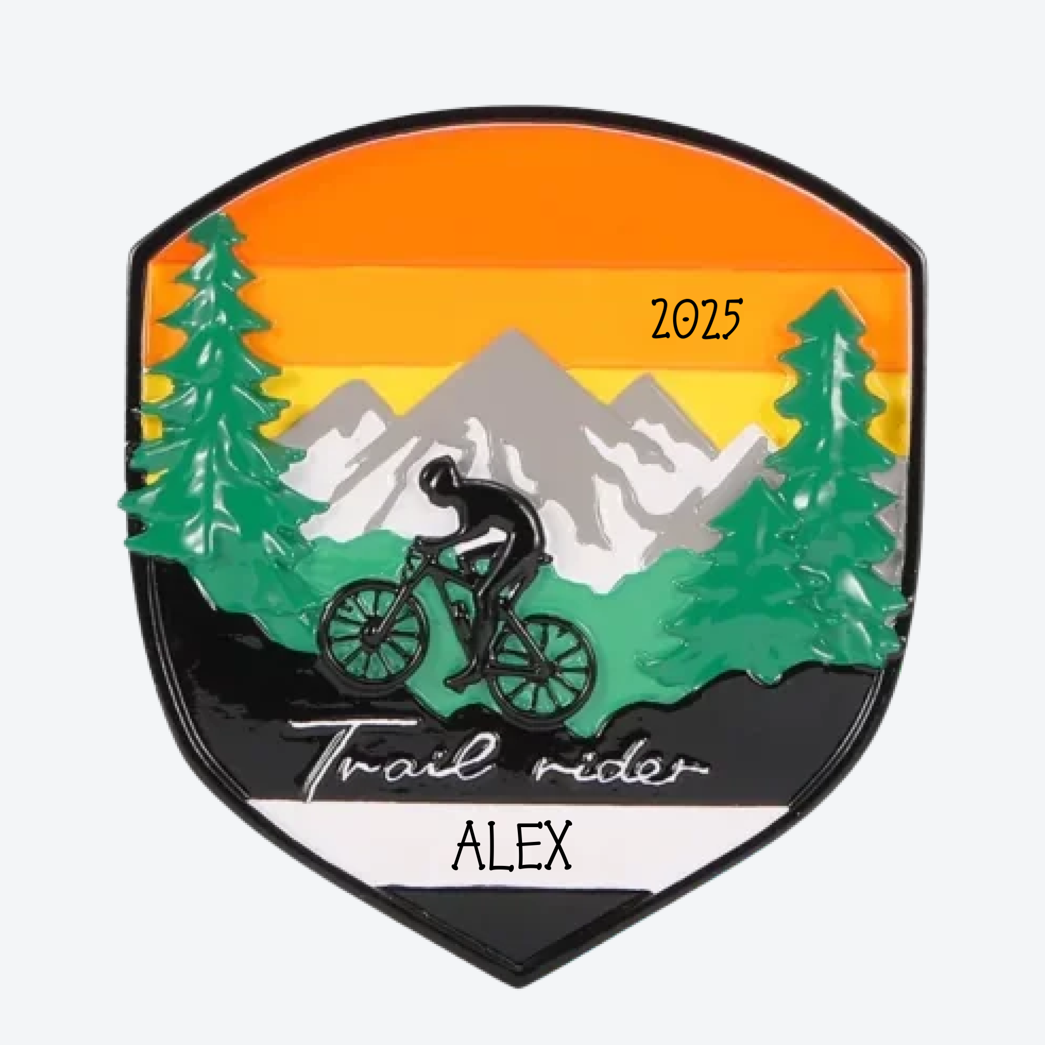 Adventure Badge Mountain Biking Personalized Ornament