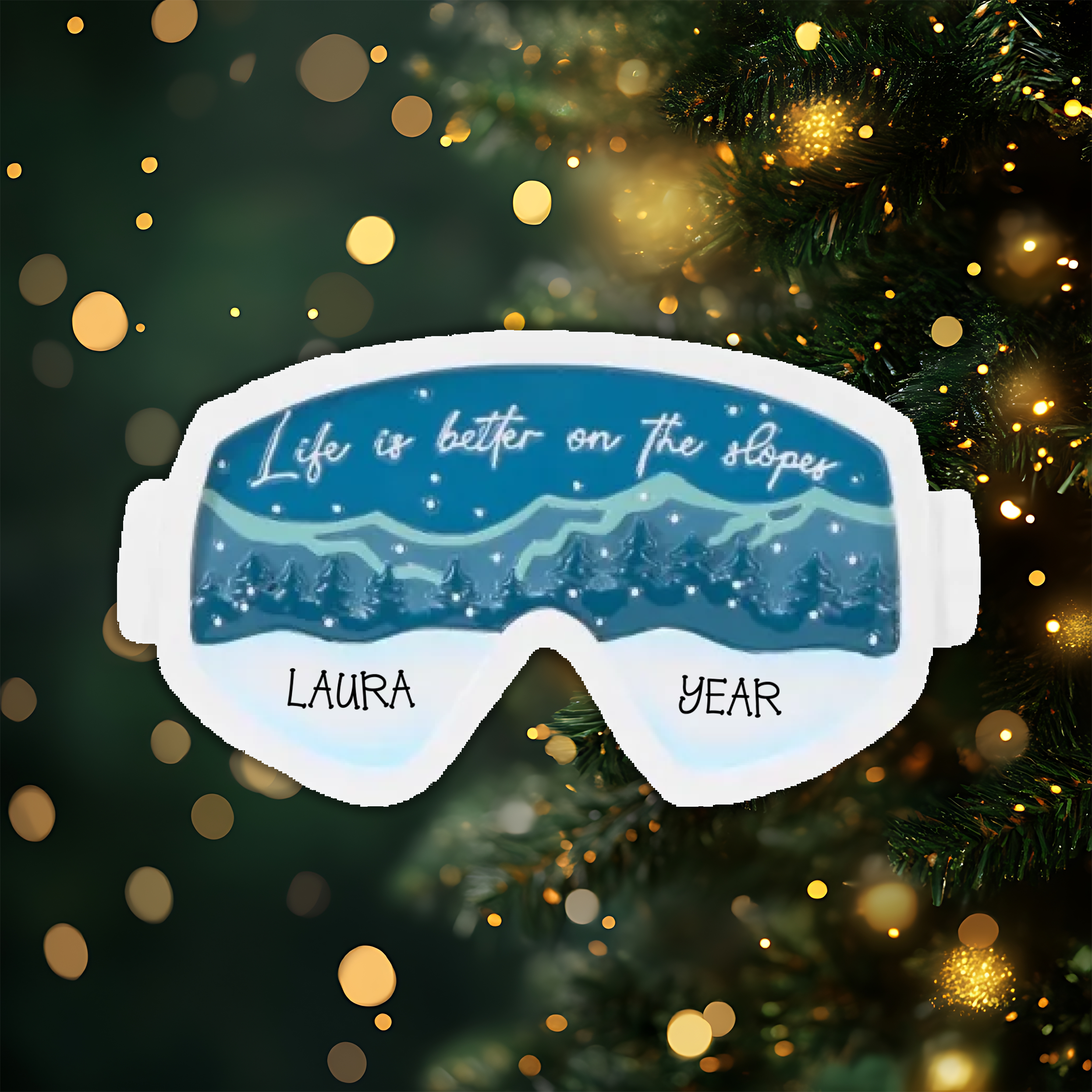 Ski Goggles Personalized Christmas Ornament