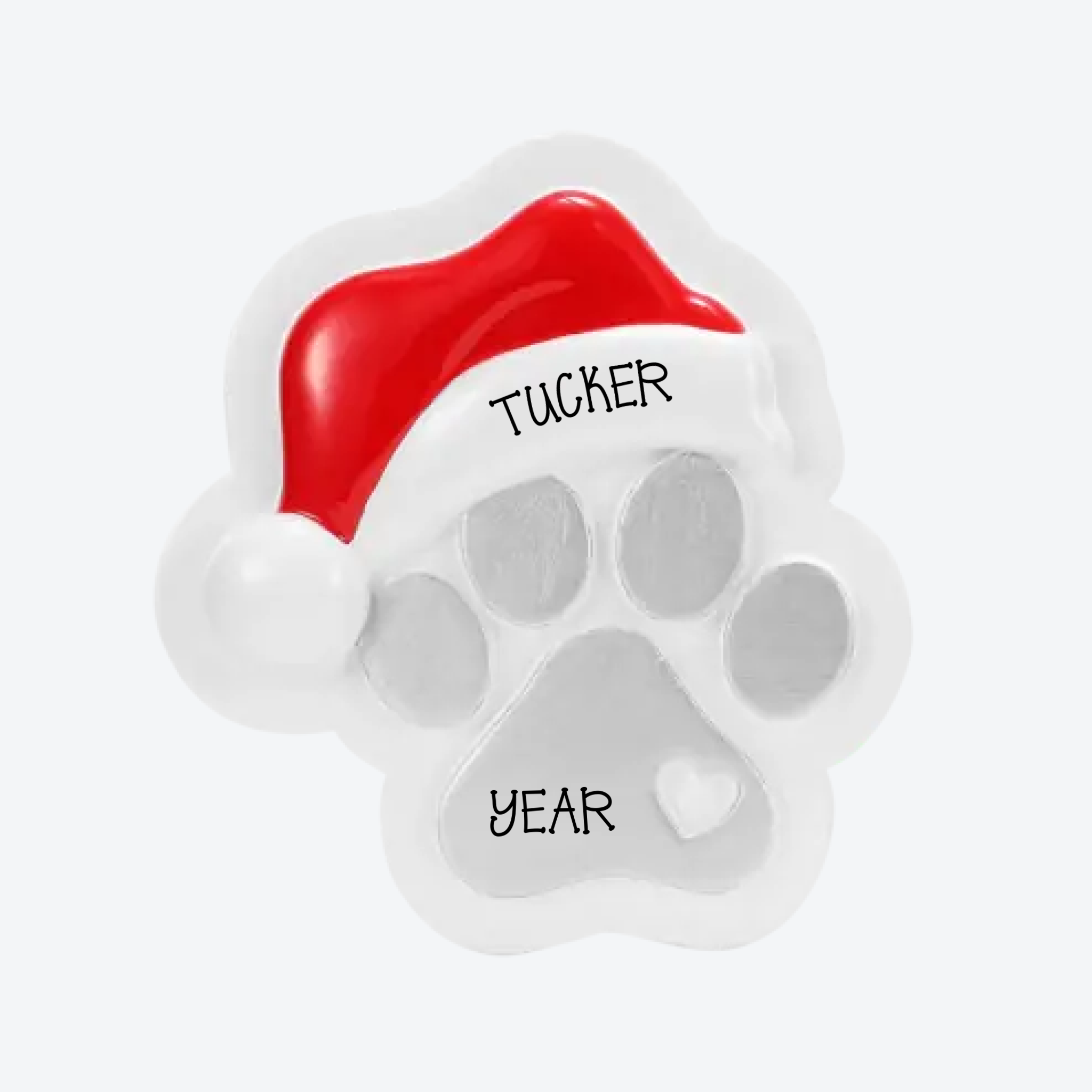 Paw Print with Santa Hat Christmas Ornament