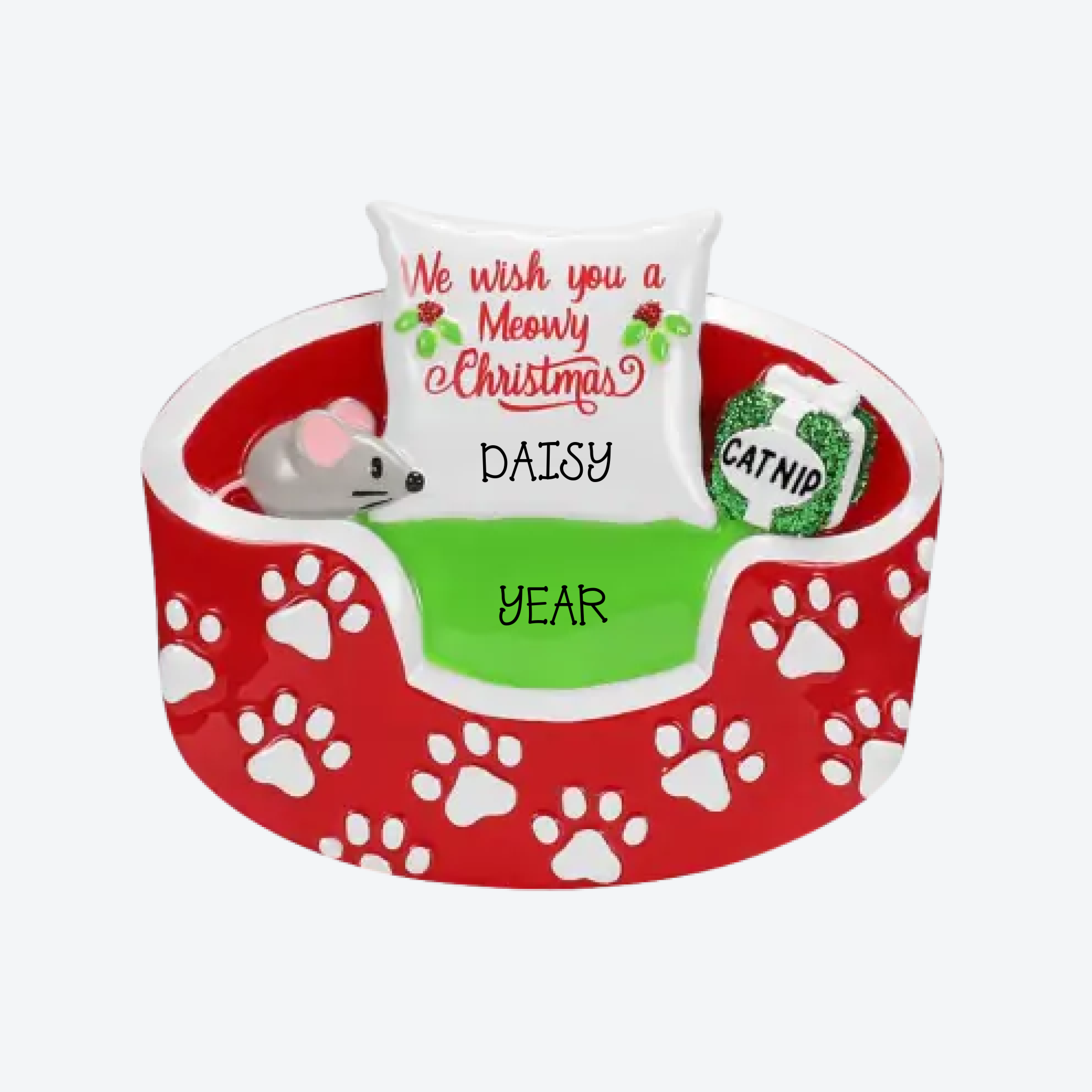 Cat Bed Personalized Christmas Ornament
