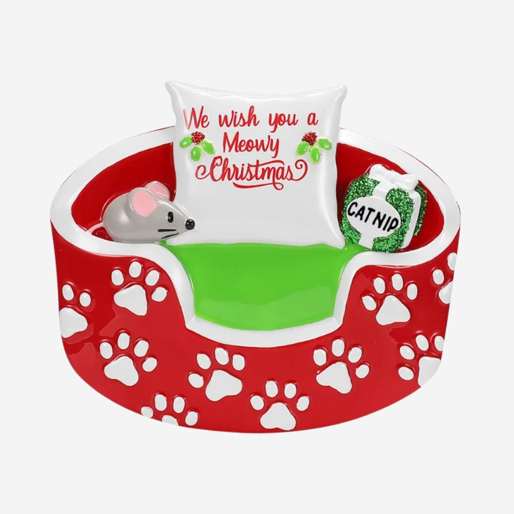 Cat Bed Personalized Christmas Ornament