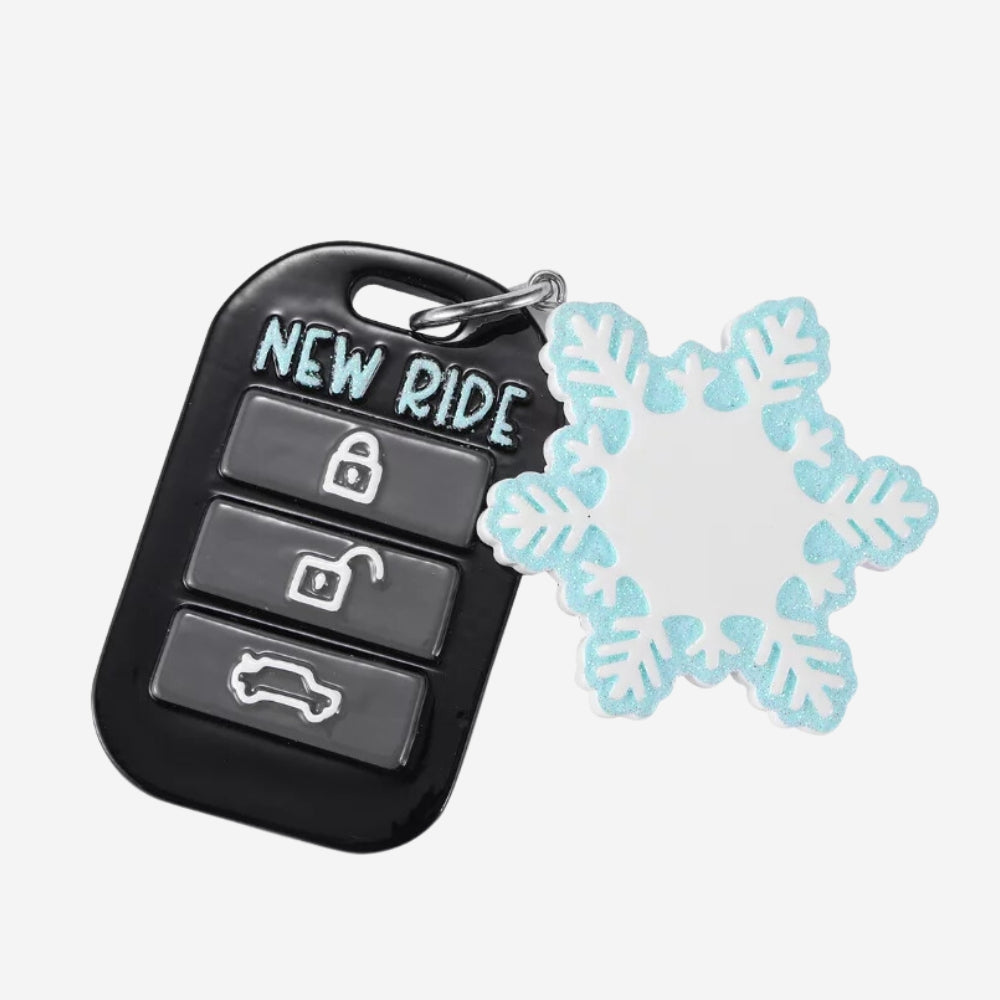 Key Fob with Dangling Snowflake Personalized Christmas Ornament