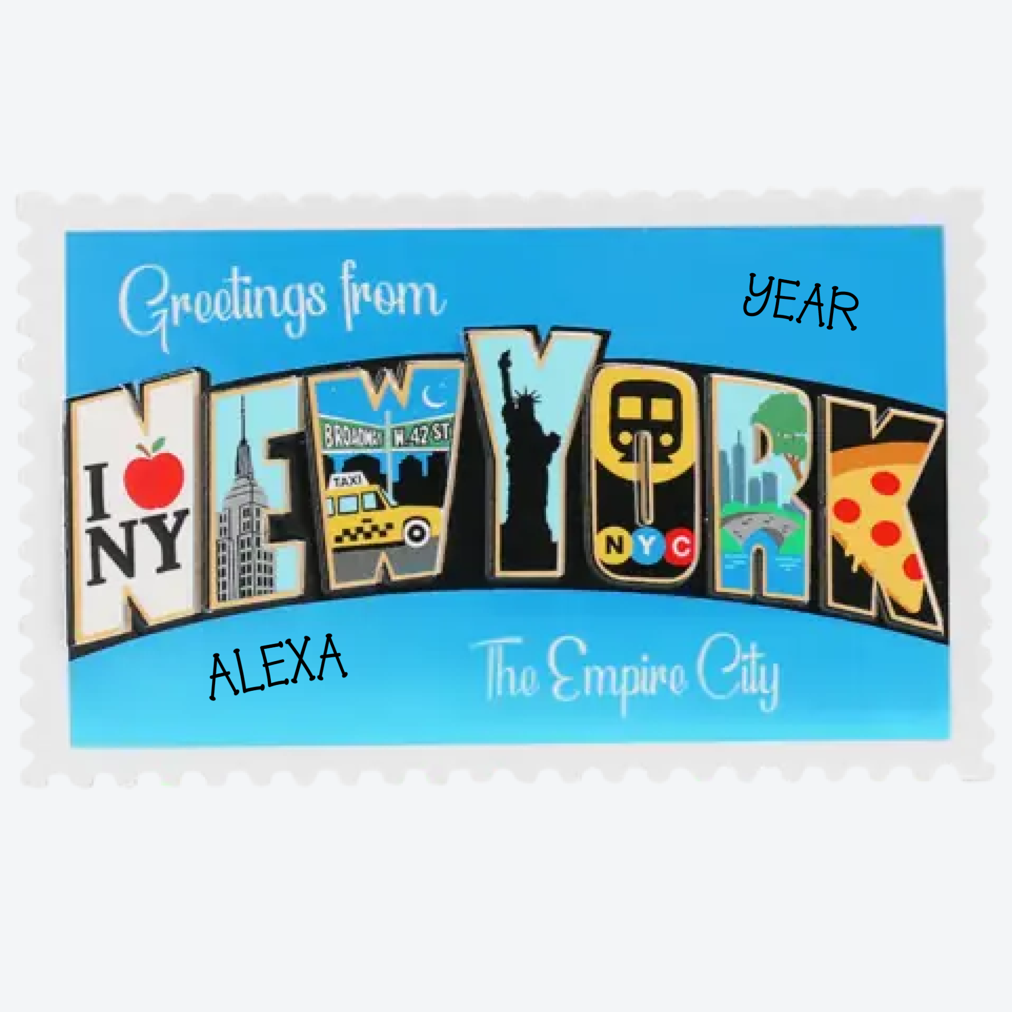 NYC Postcard Personalized Christmas Ornament