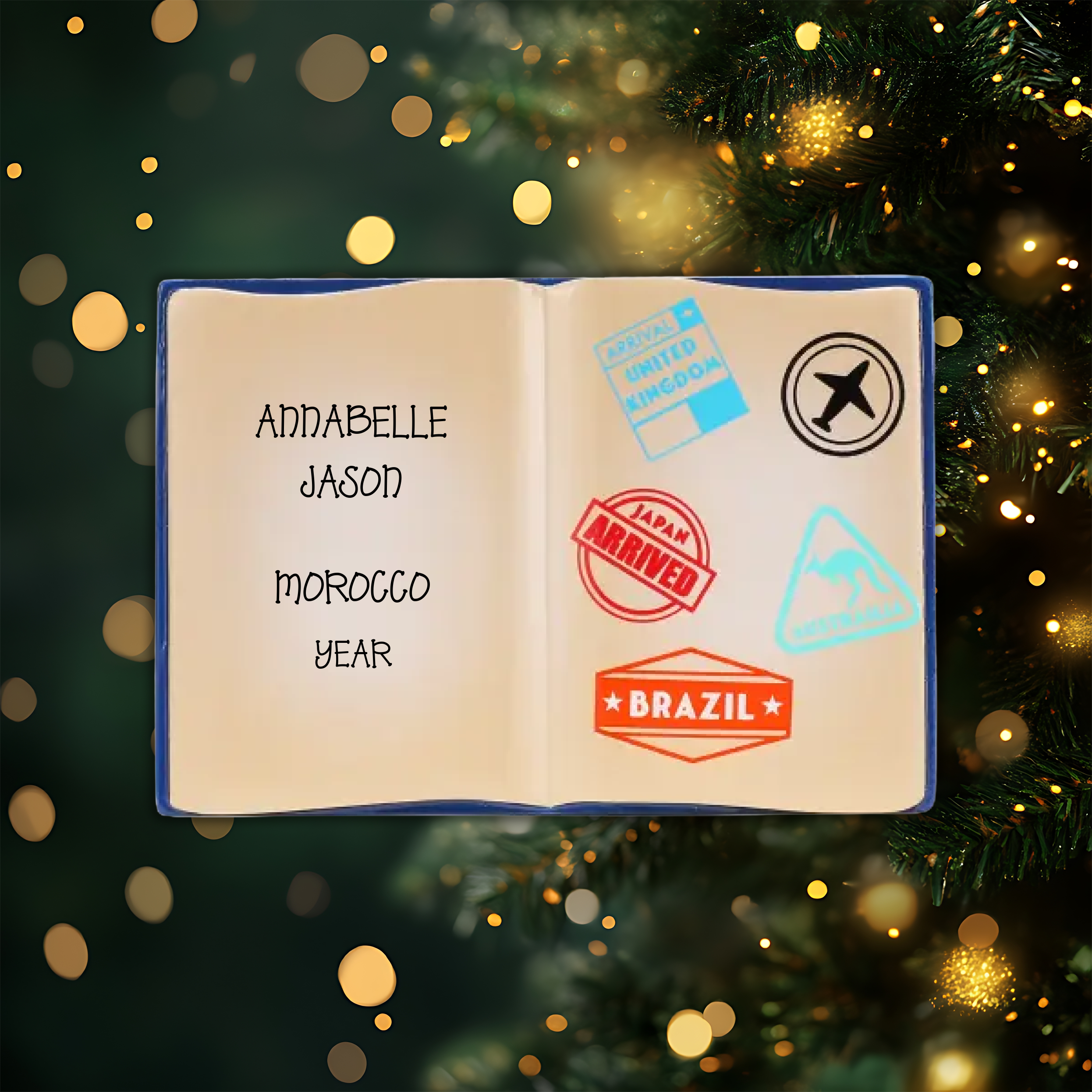 Passport Personalized Christmas Ornament