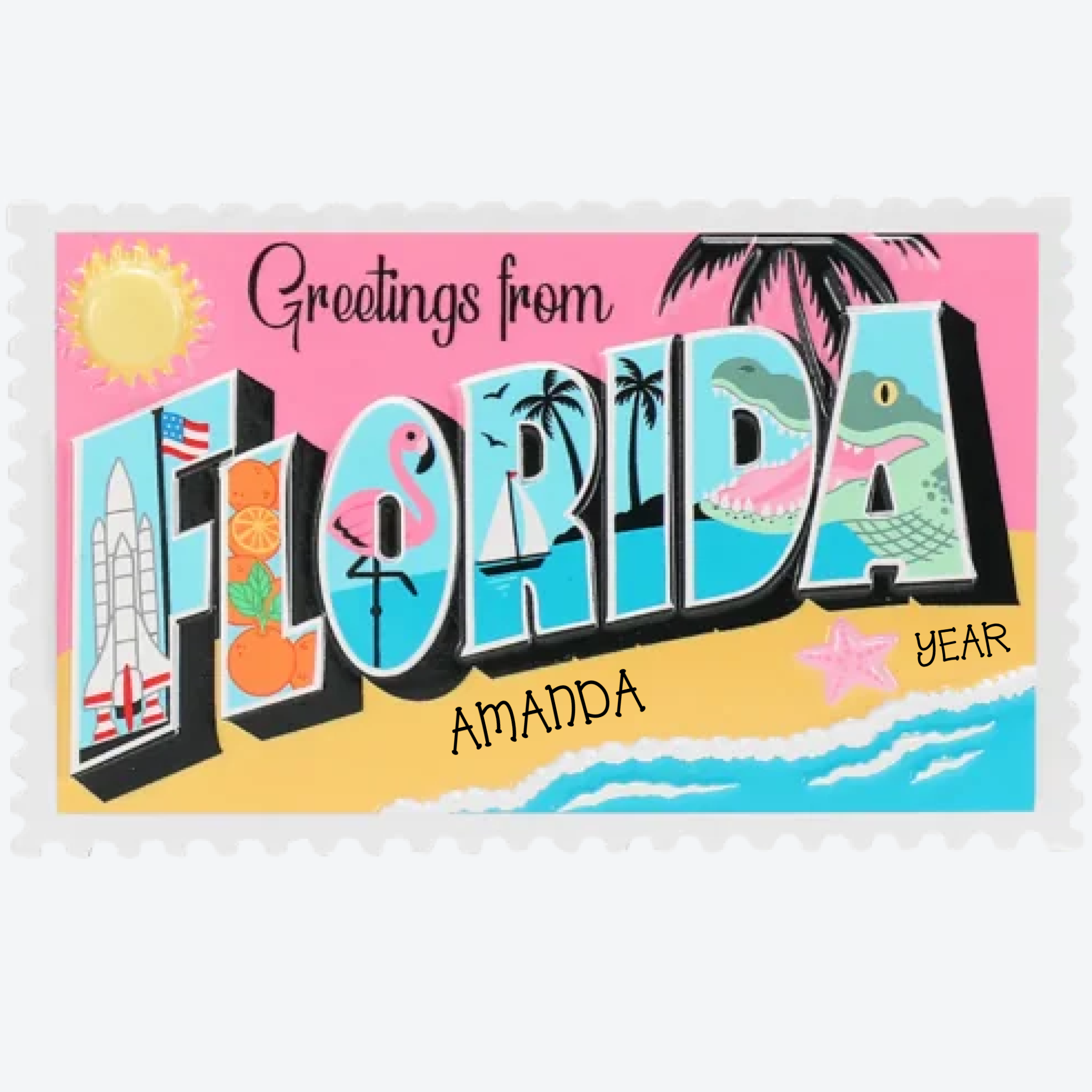 Florida Postcard Personalized Christmas Ornament