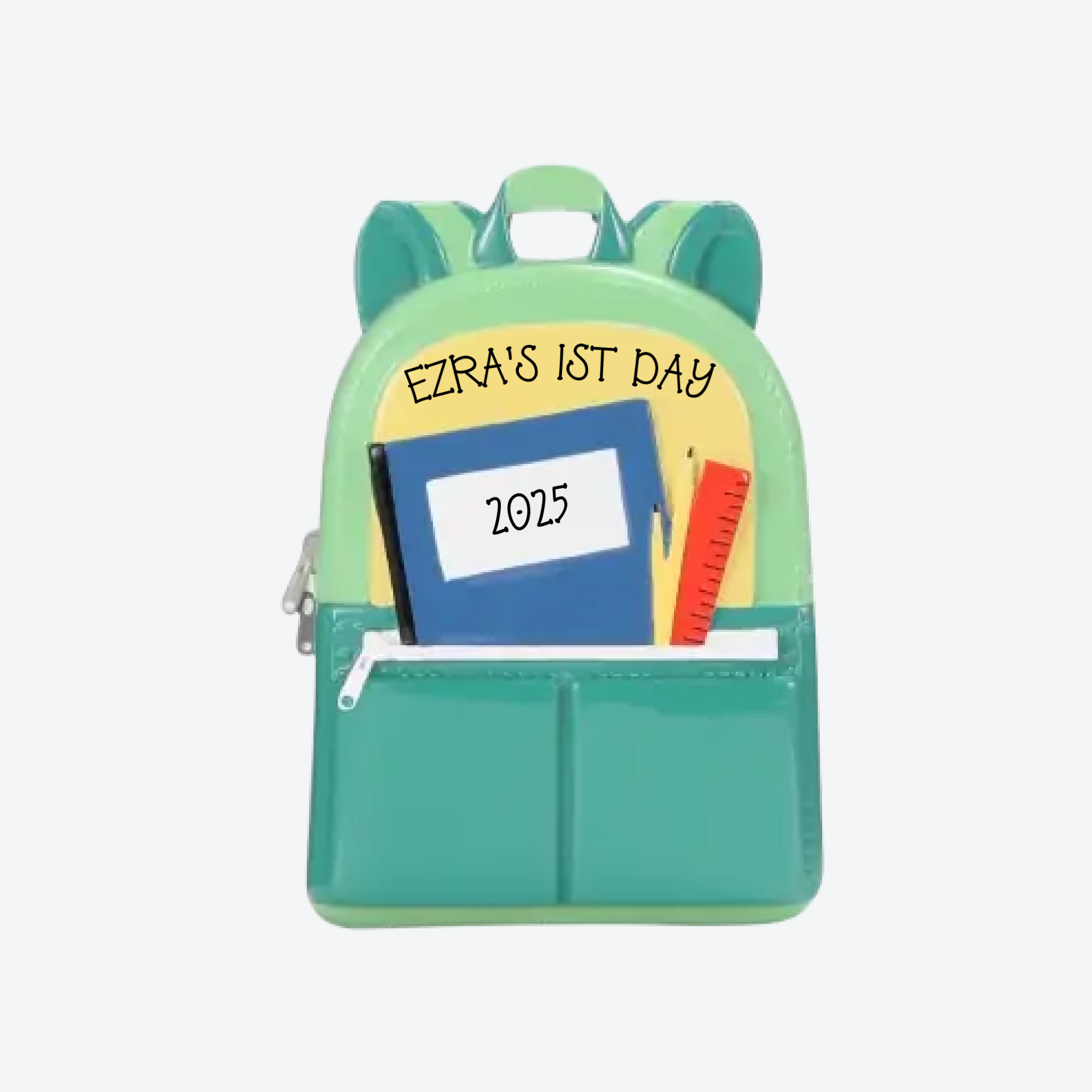 Green Backpack Personalized Christmas Ornament