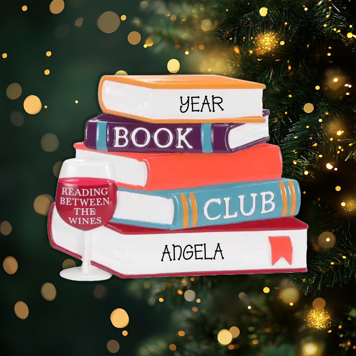Book Club with Wine Personalized Christmas Ornament