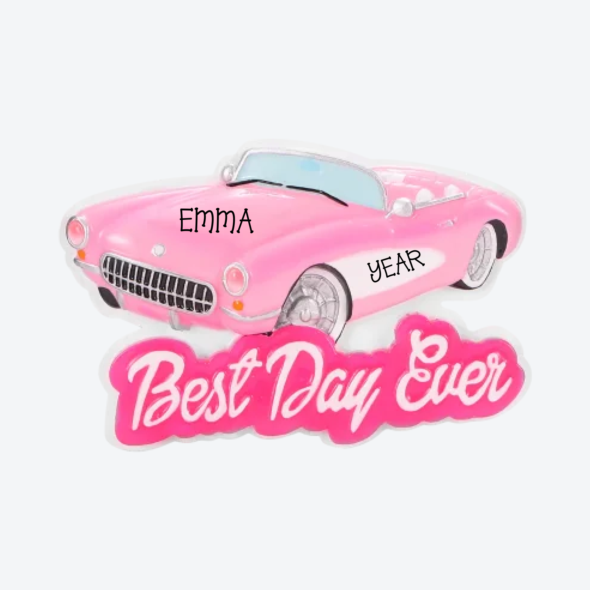 Pink Convertible Personalized Christmas Ornament