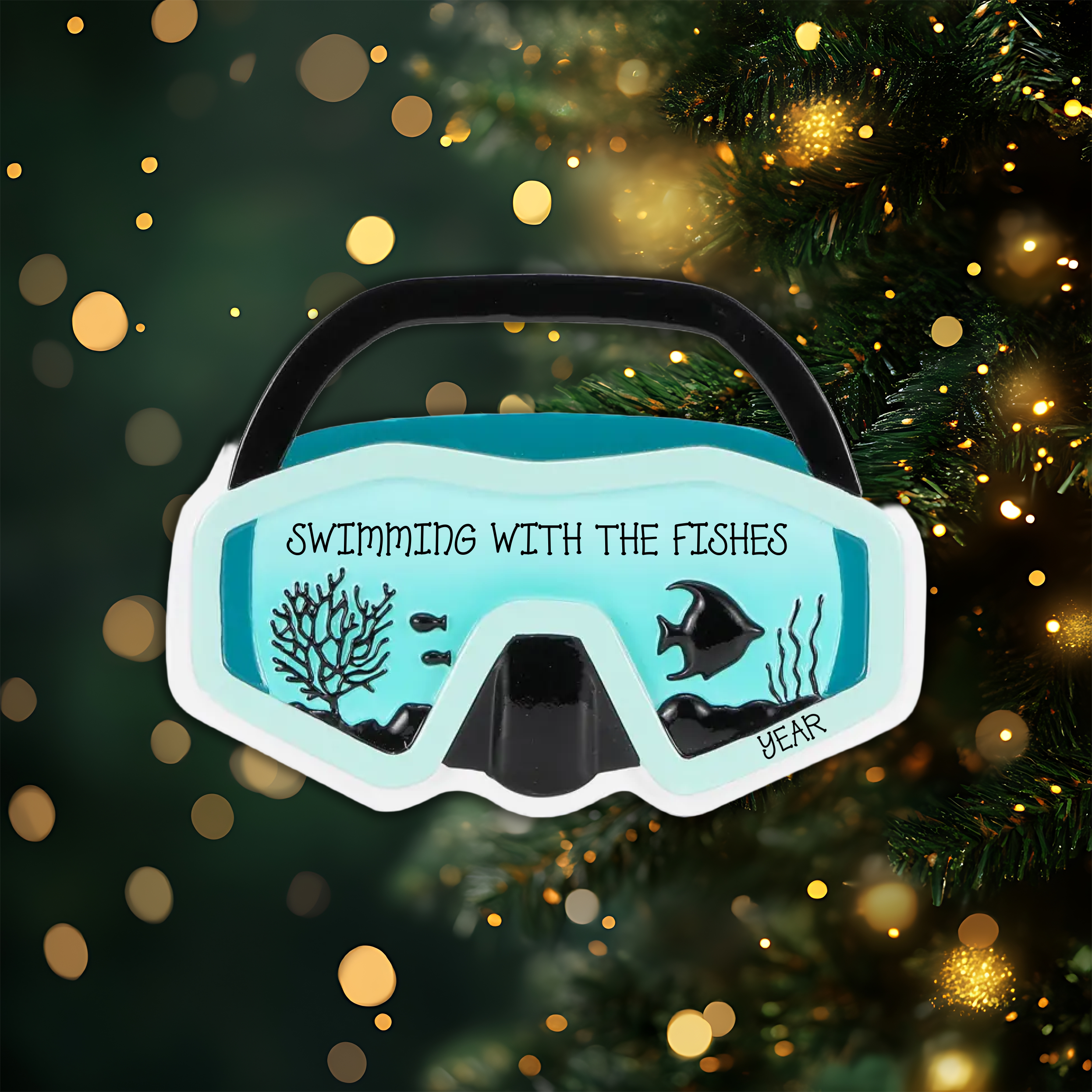 Snorkel Goggles Personalized Christmas Ornament