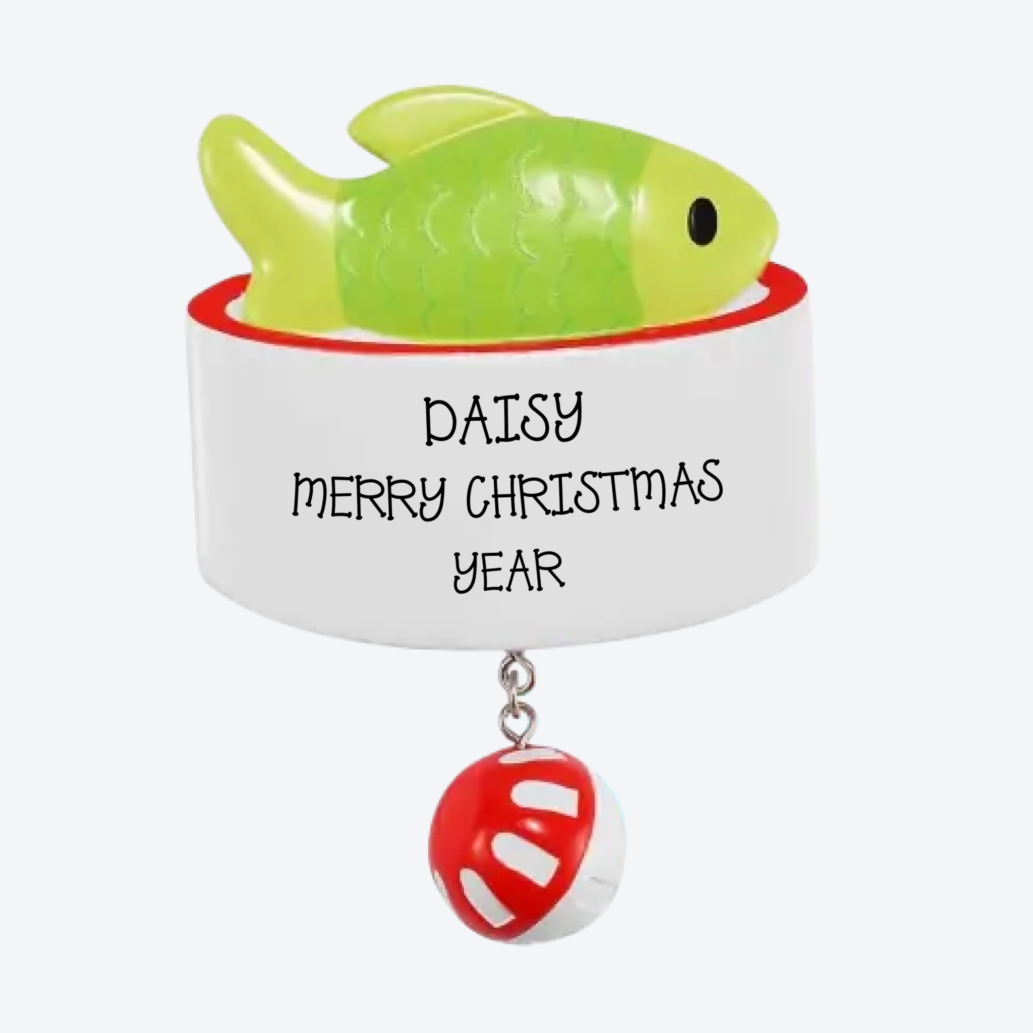 Cat Bowl With Fish Personalized Christmas Ornament