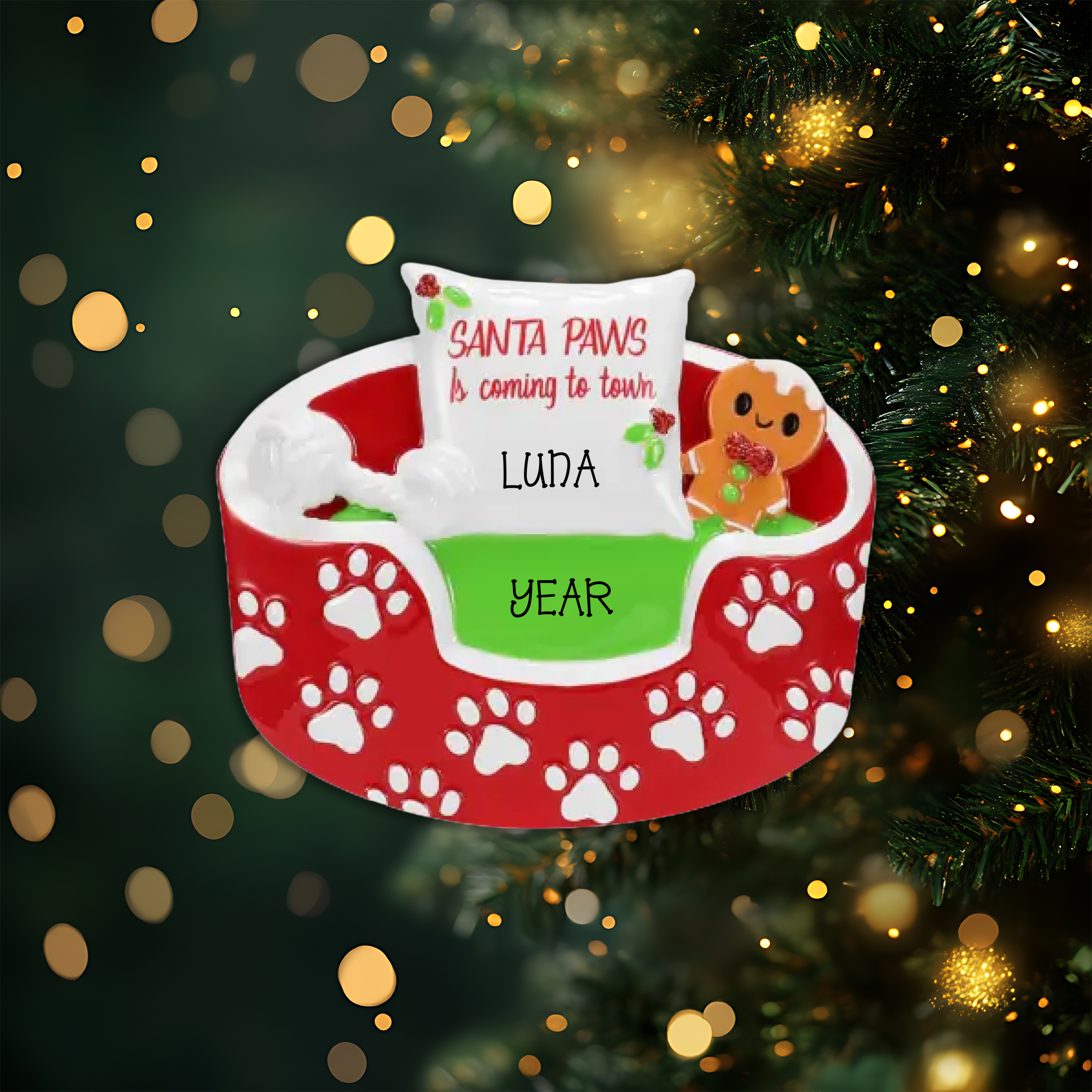 Dog Bed Personalized Christmas Ornament