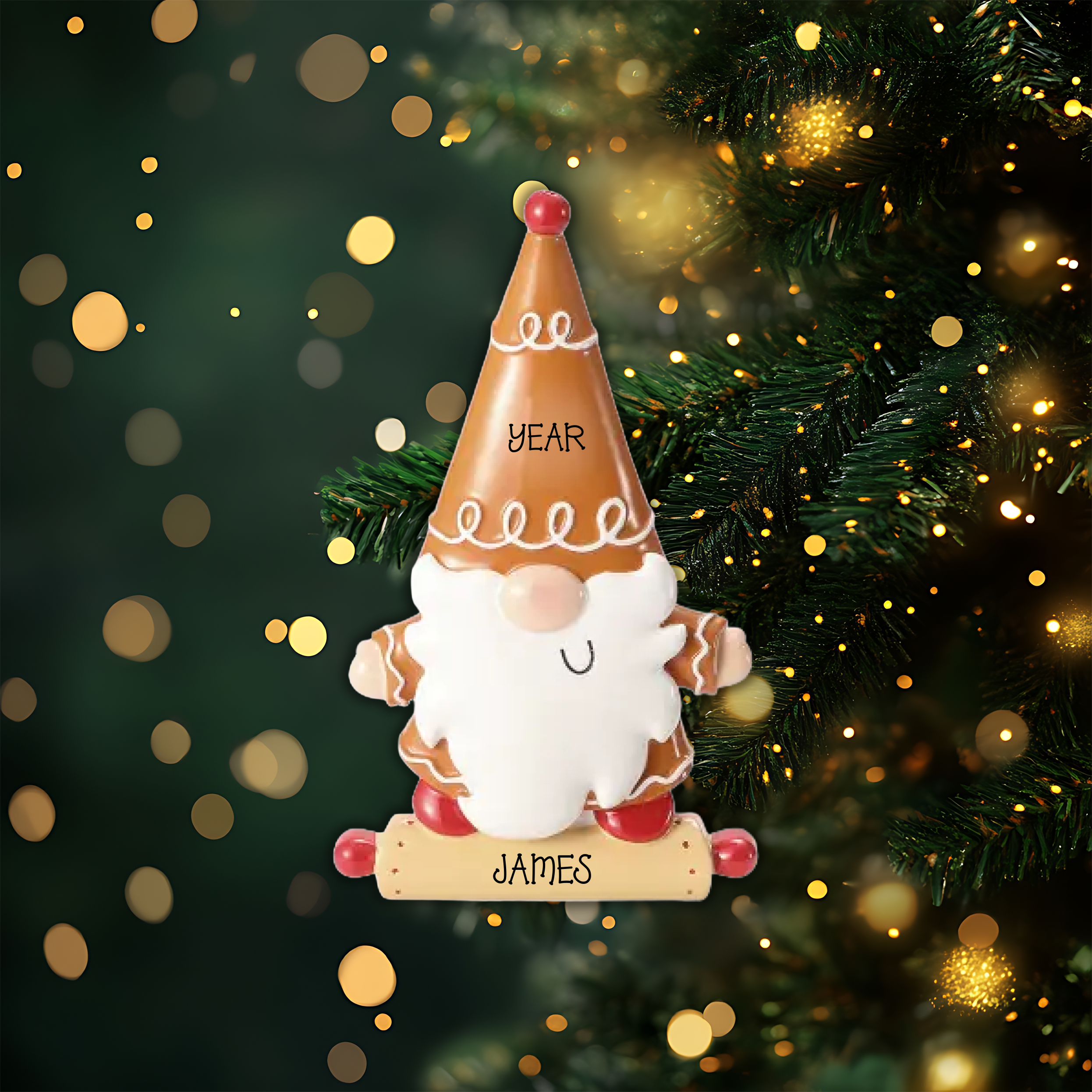 Gingerbread Gnome Personalized Christmas Ornament