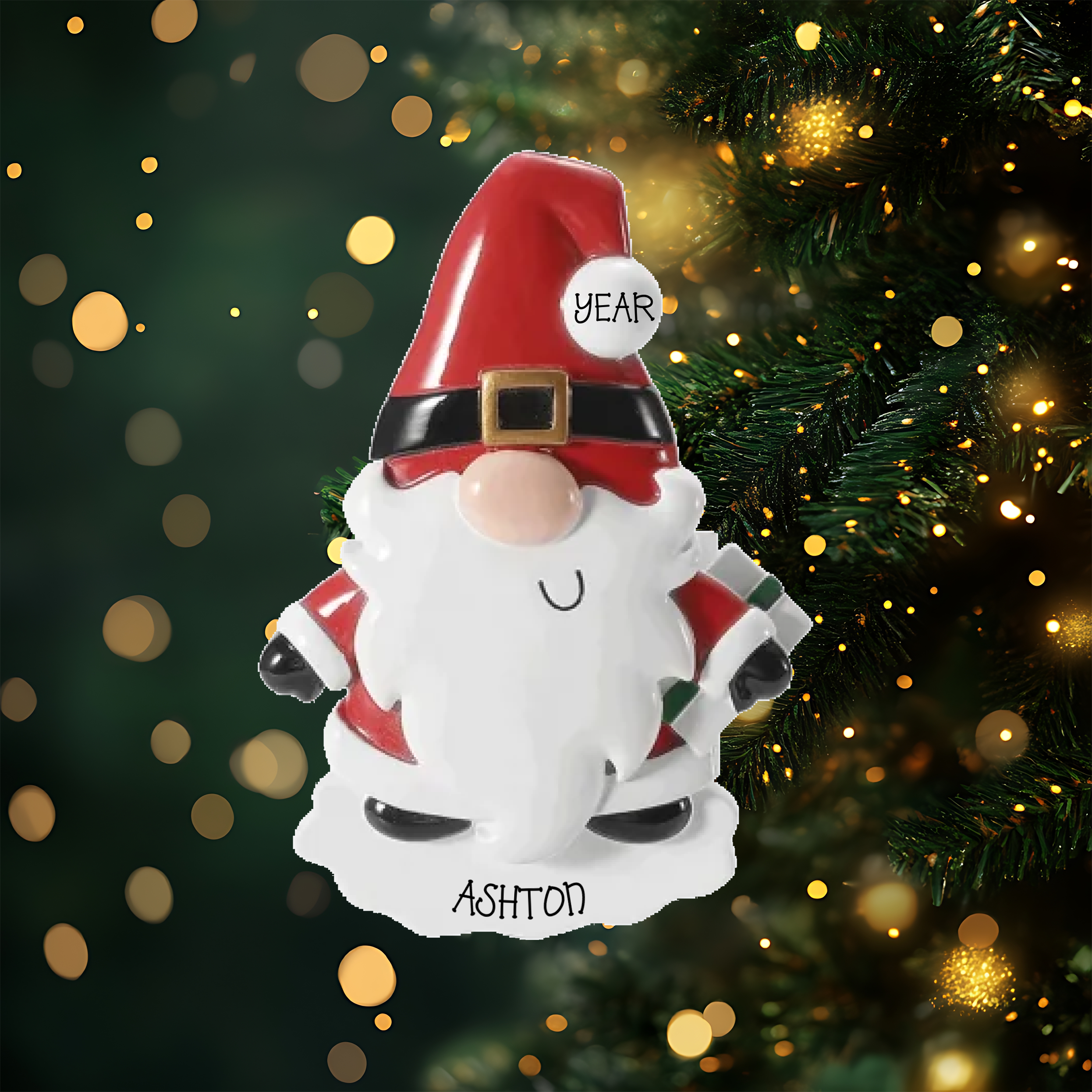 Santa Gnome Personalized Christmas Ornament