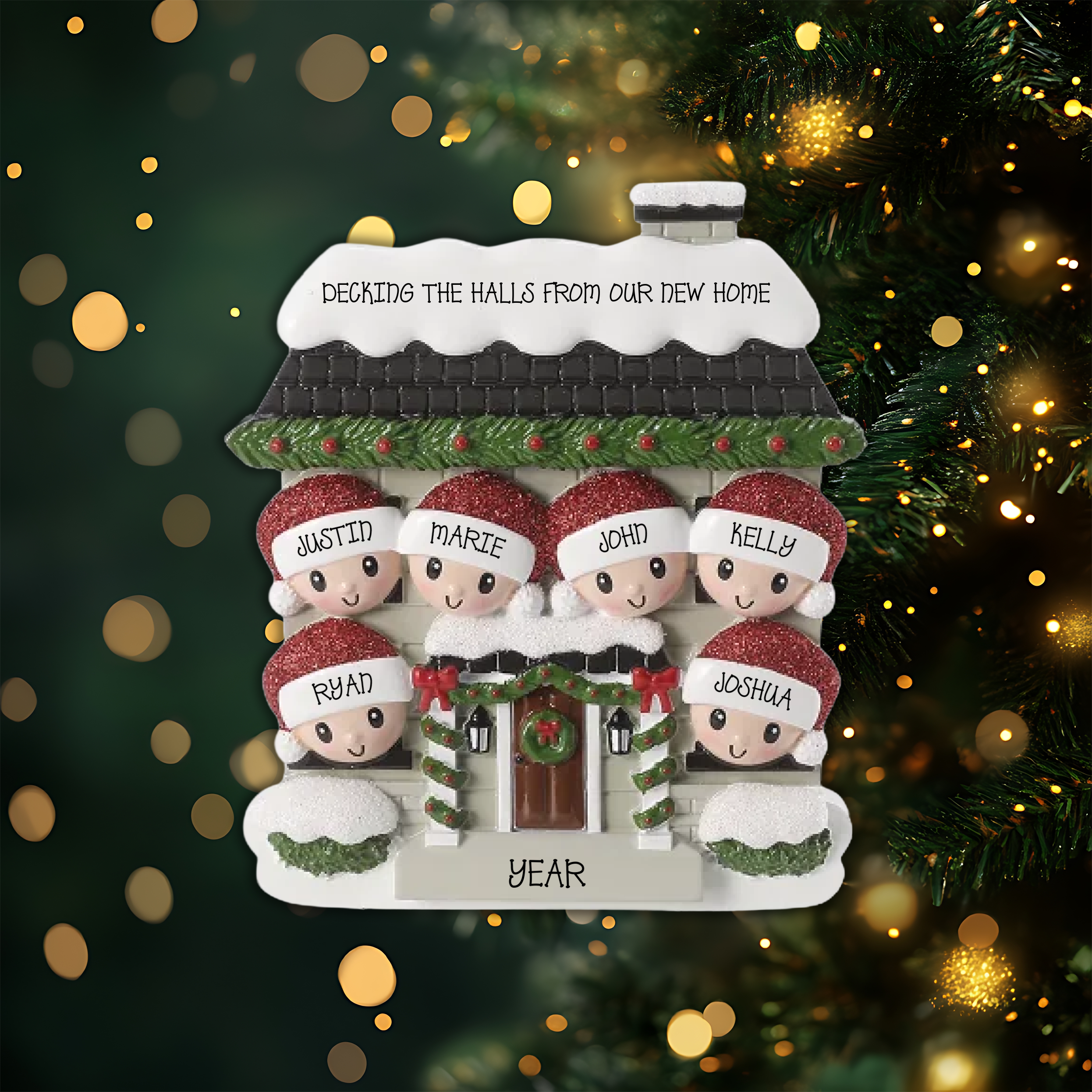 New House Family of 6 Personalized Christmas Ornament