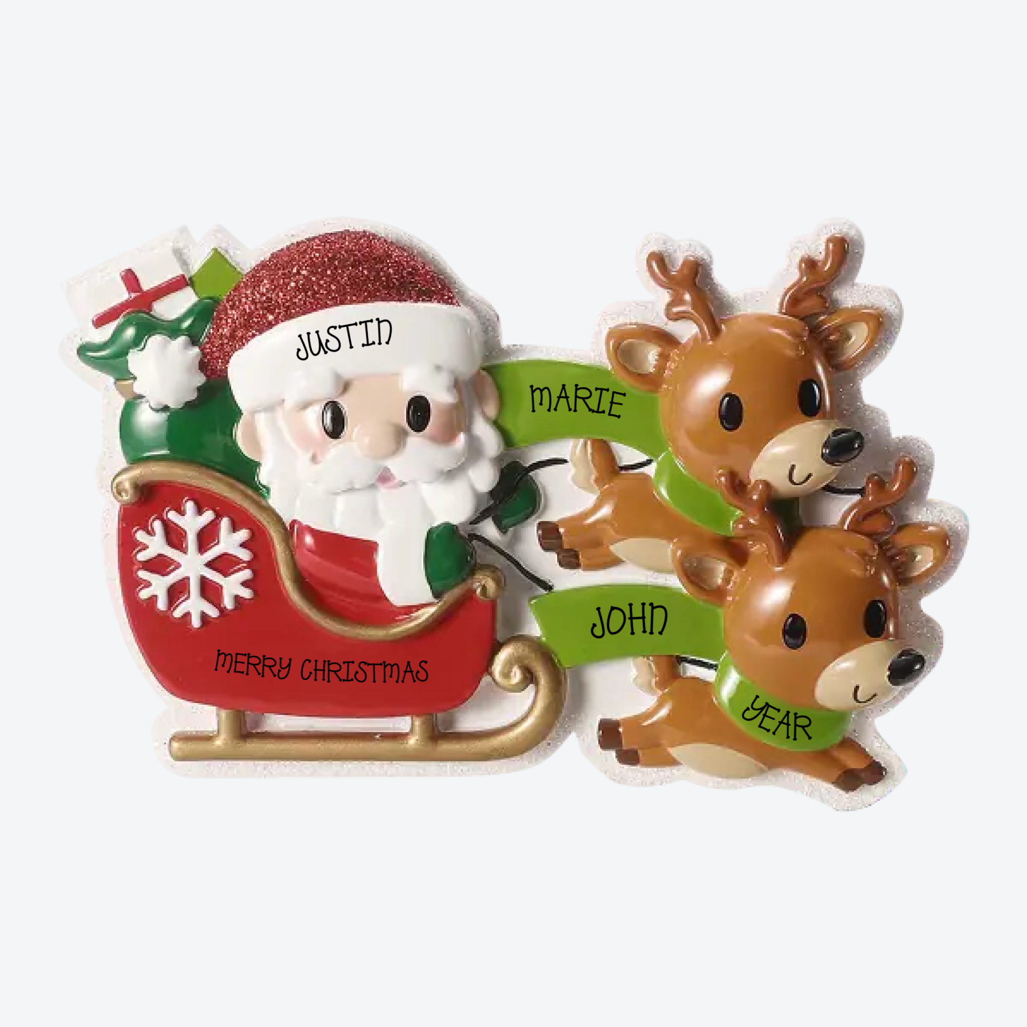 Reindeer in Flight Couple Personalized Christmas Ornament