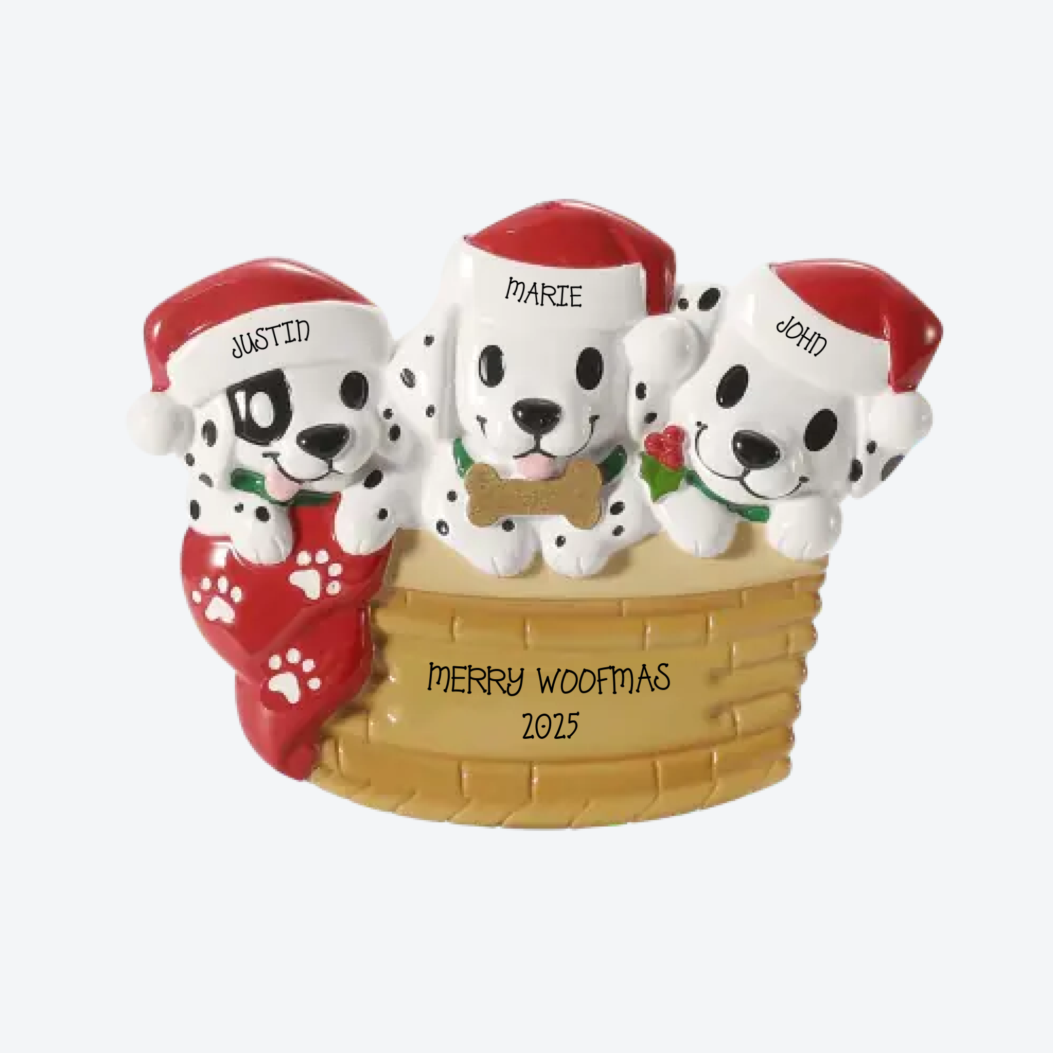 Puppy Family of 3 Personalized Christmas Ornament