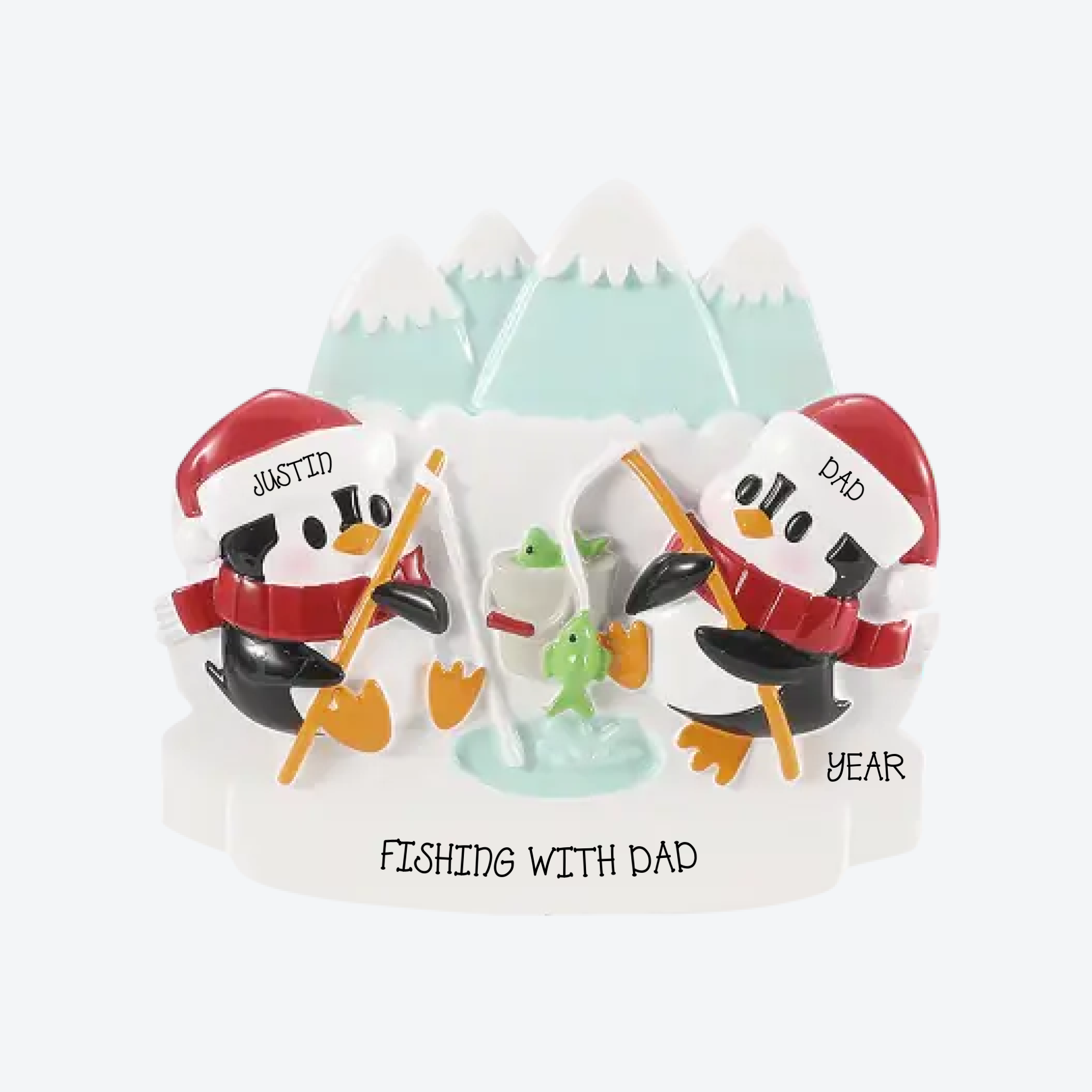 Arctic Fishing Couple Personalized Christmas Ornament