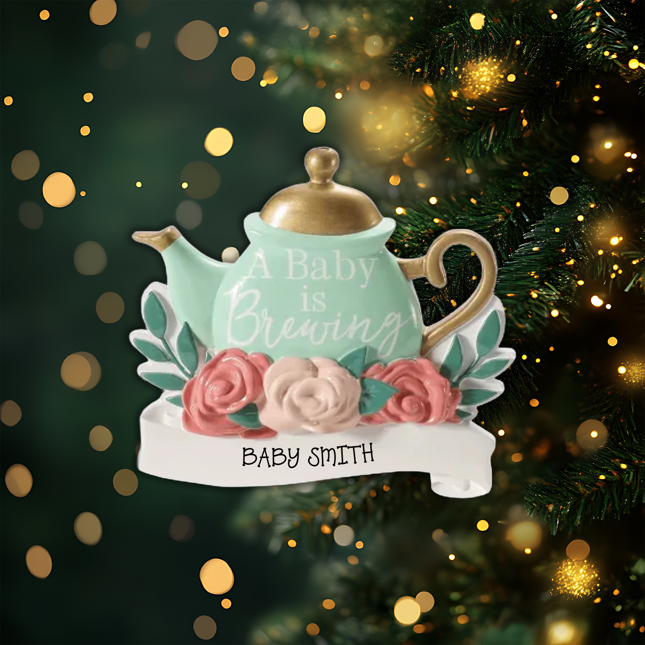 A Baby is Brewing Personalized Christmas Ornament
