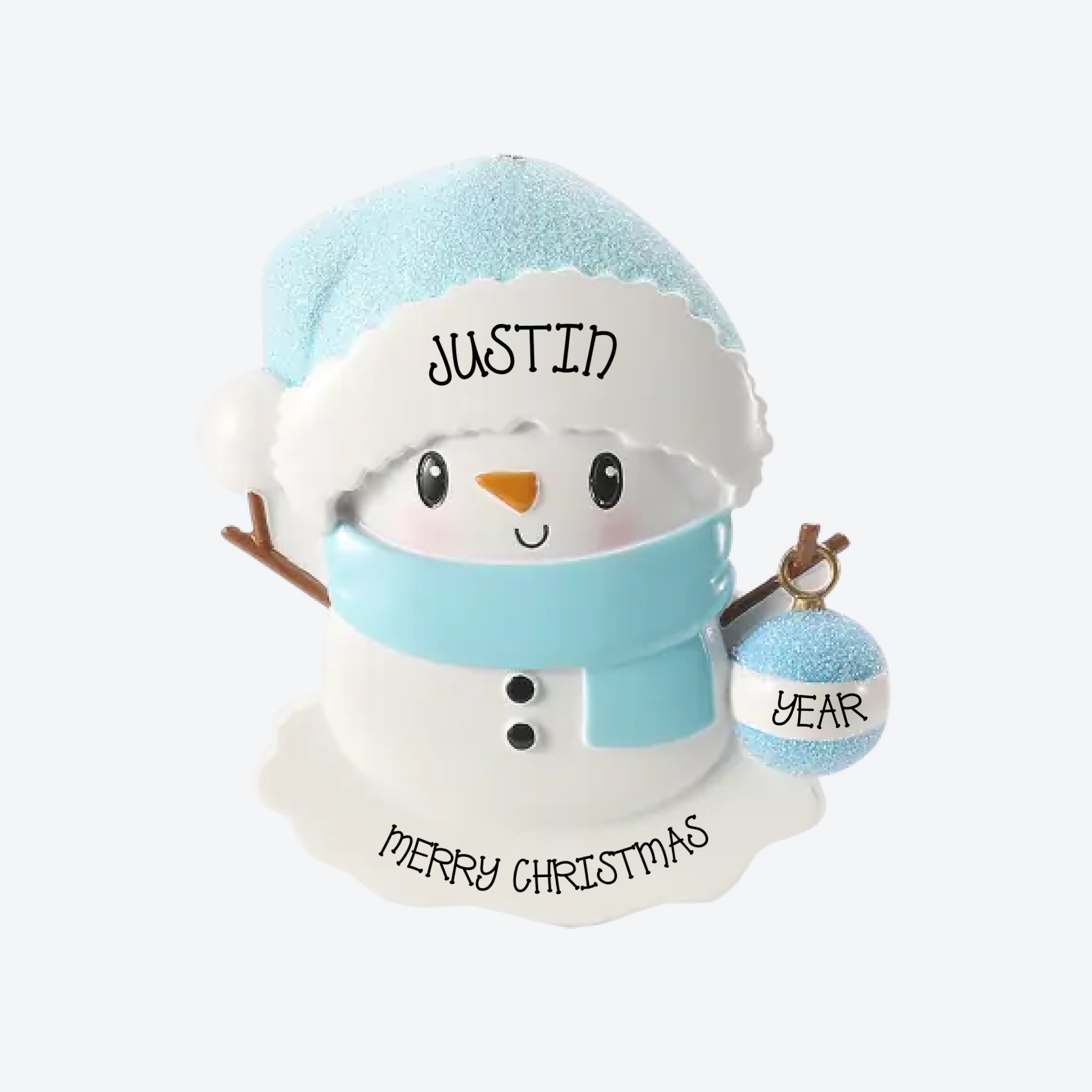 Blue Baby Snowman Personalized Christmas Ornament