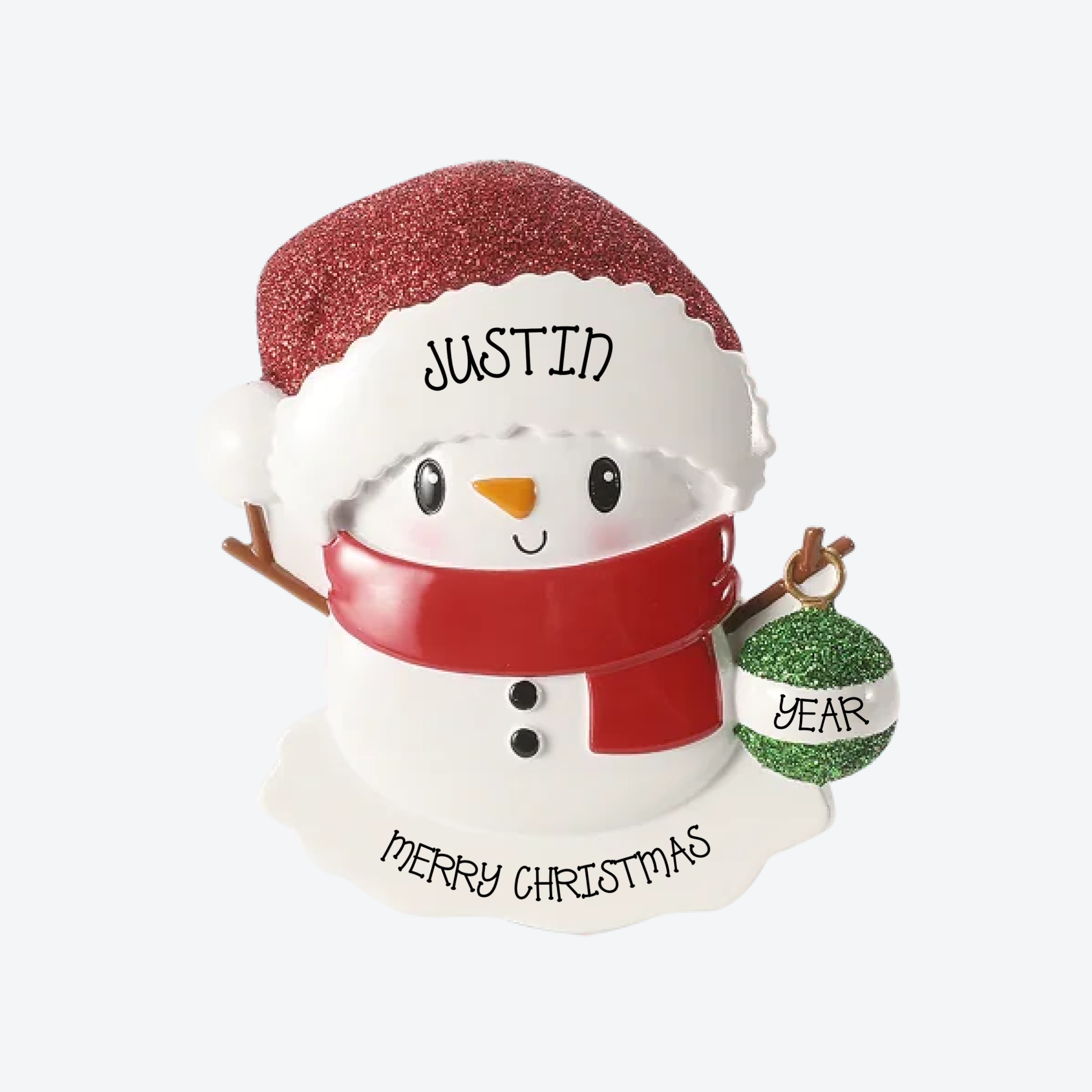 Red Baby Snowman Personalized Christmas Ornament