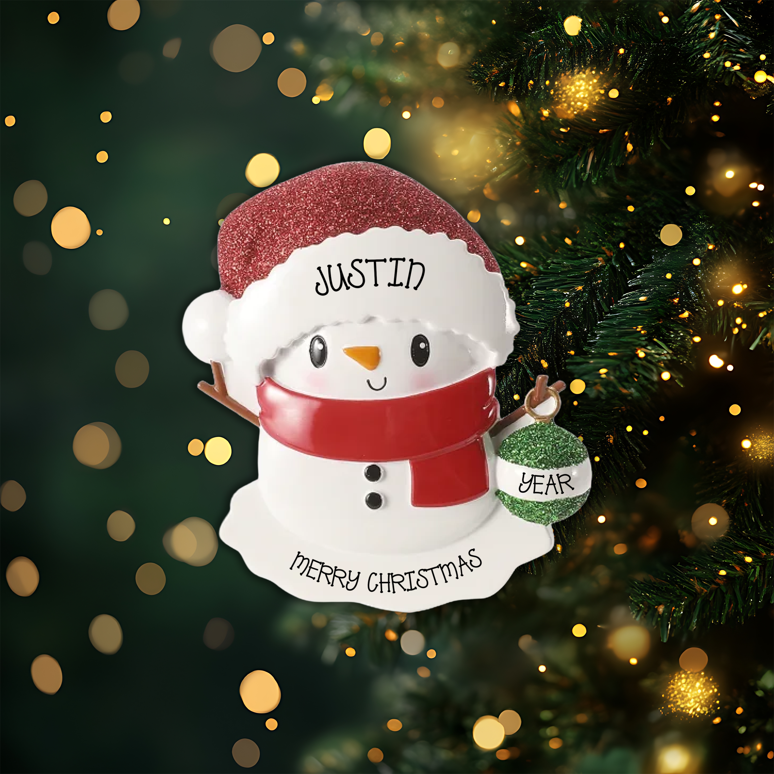 Red Baby Snowman Personalized Christmas Ornament