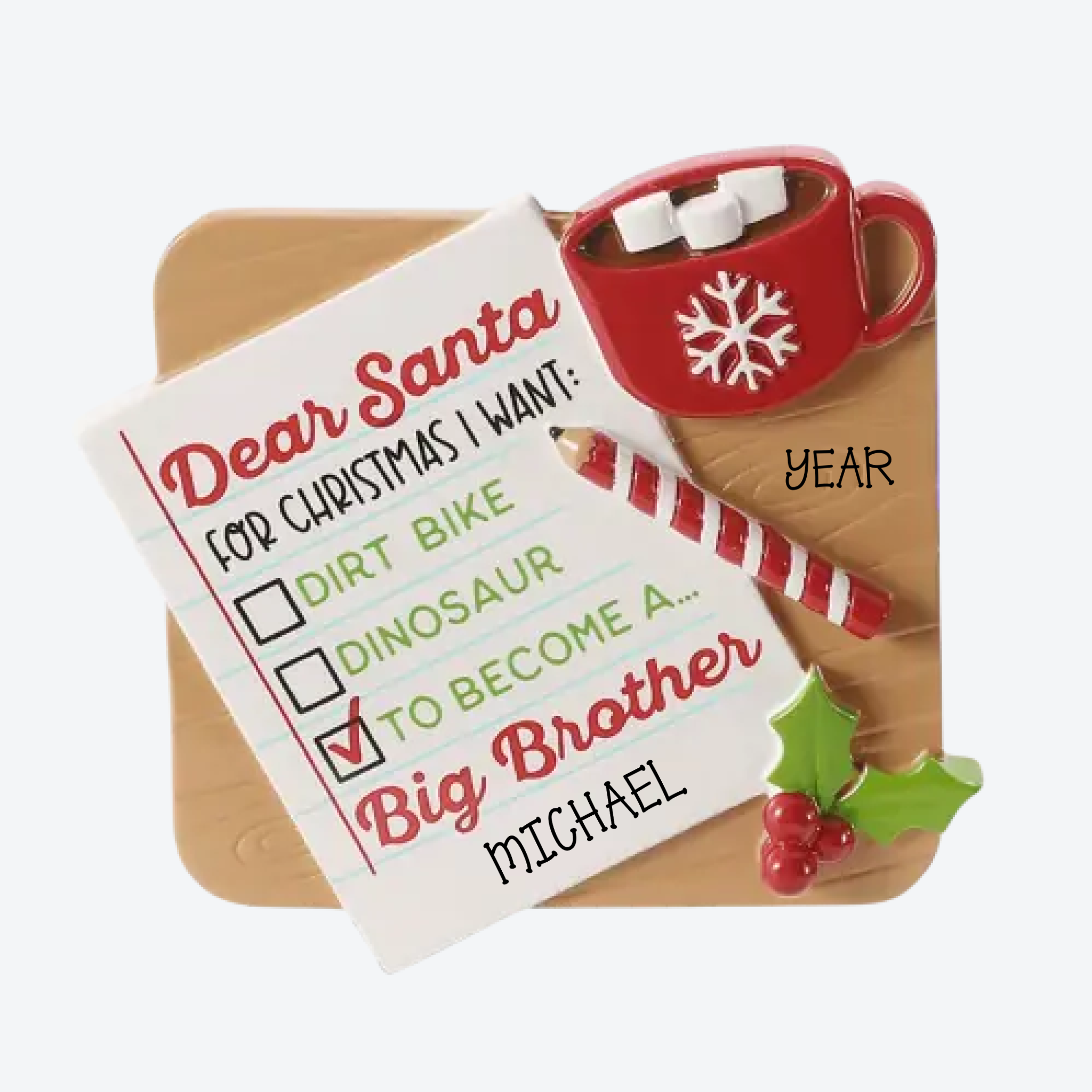 Note to SantaBrother Personalized Christmas Ornament