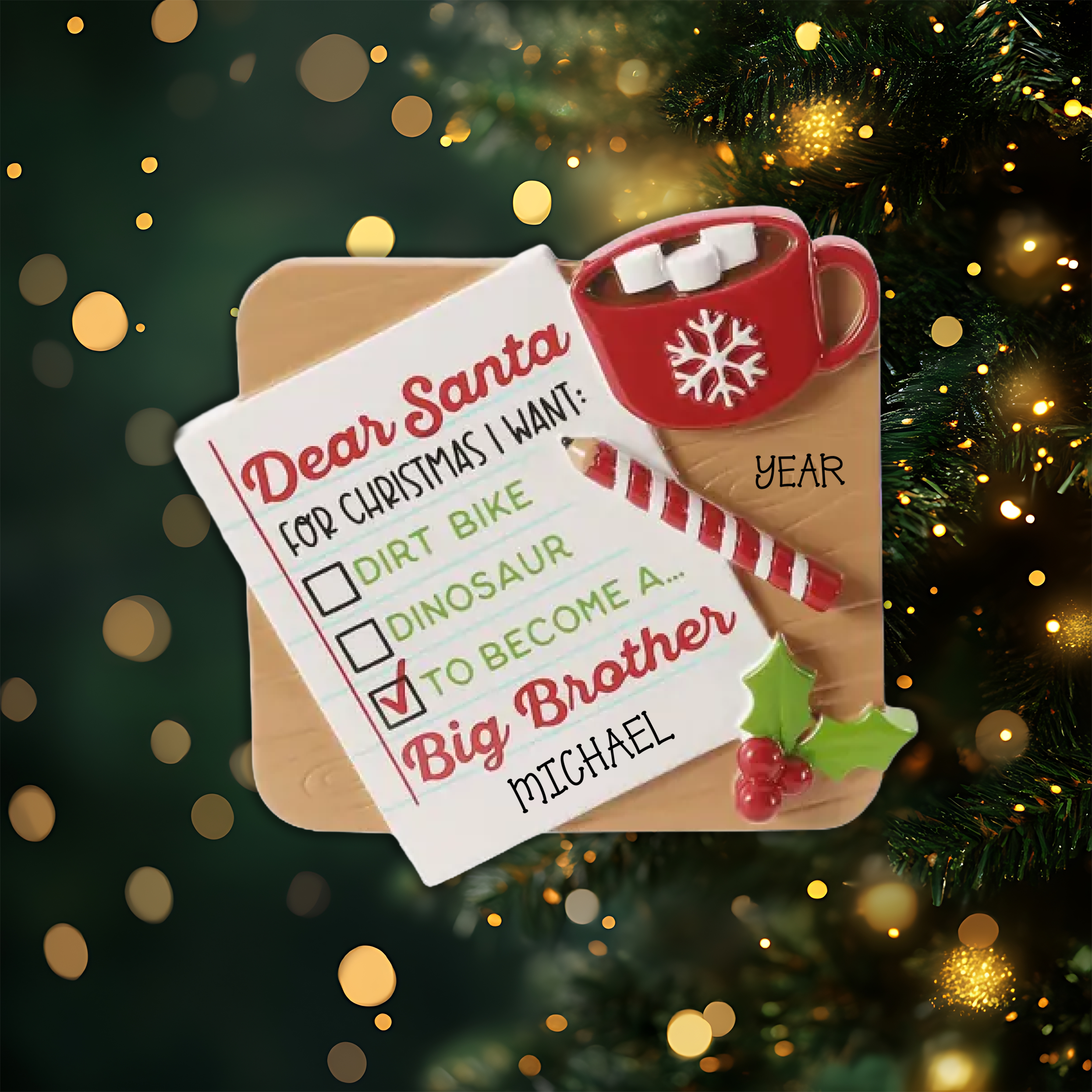 Note to SantaBrother Personalized Christmas Ornament