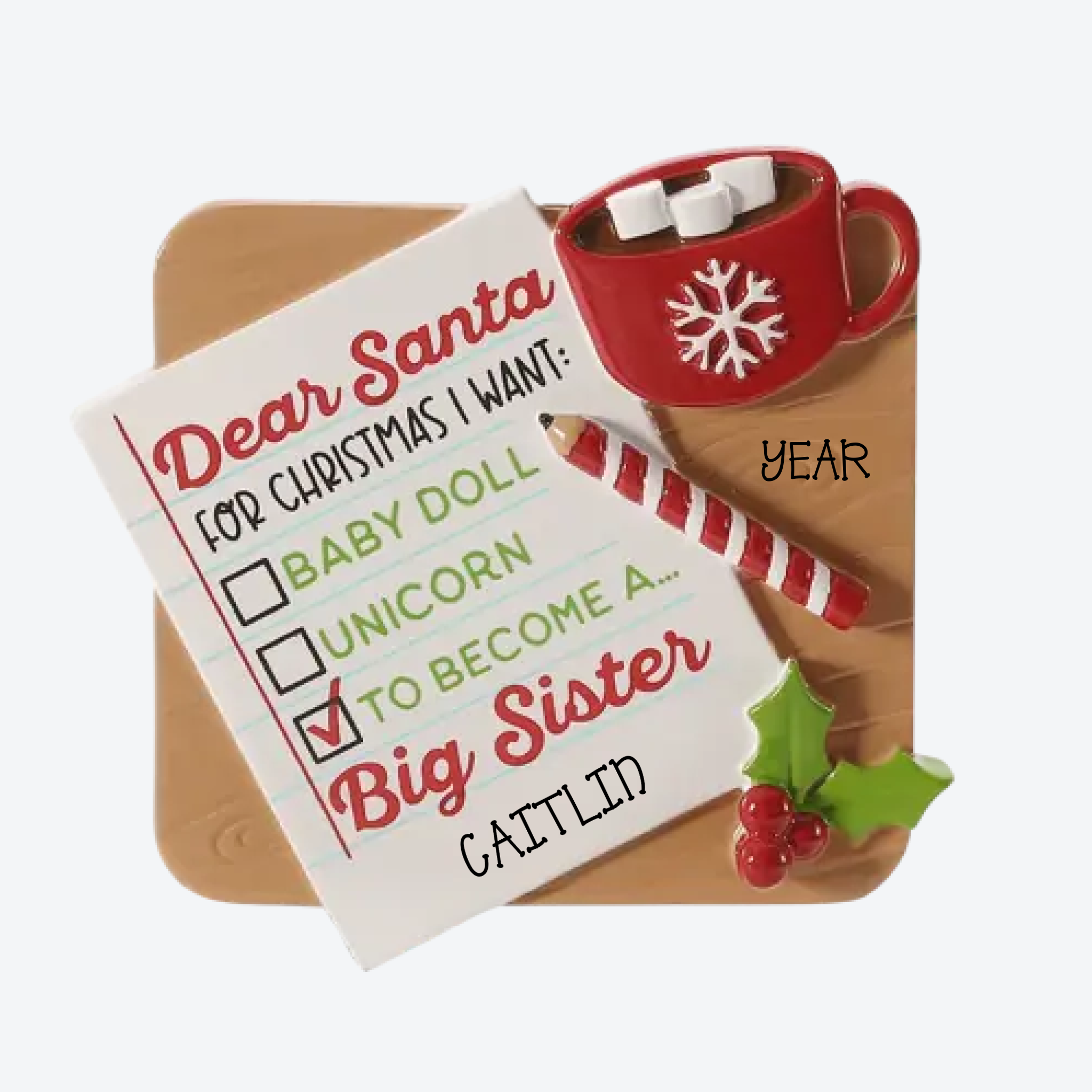 Note to Santa Sister Personalized Christmas Ornament