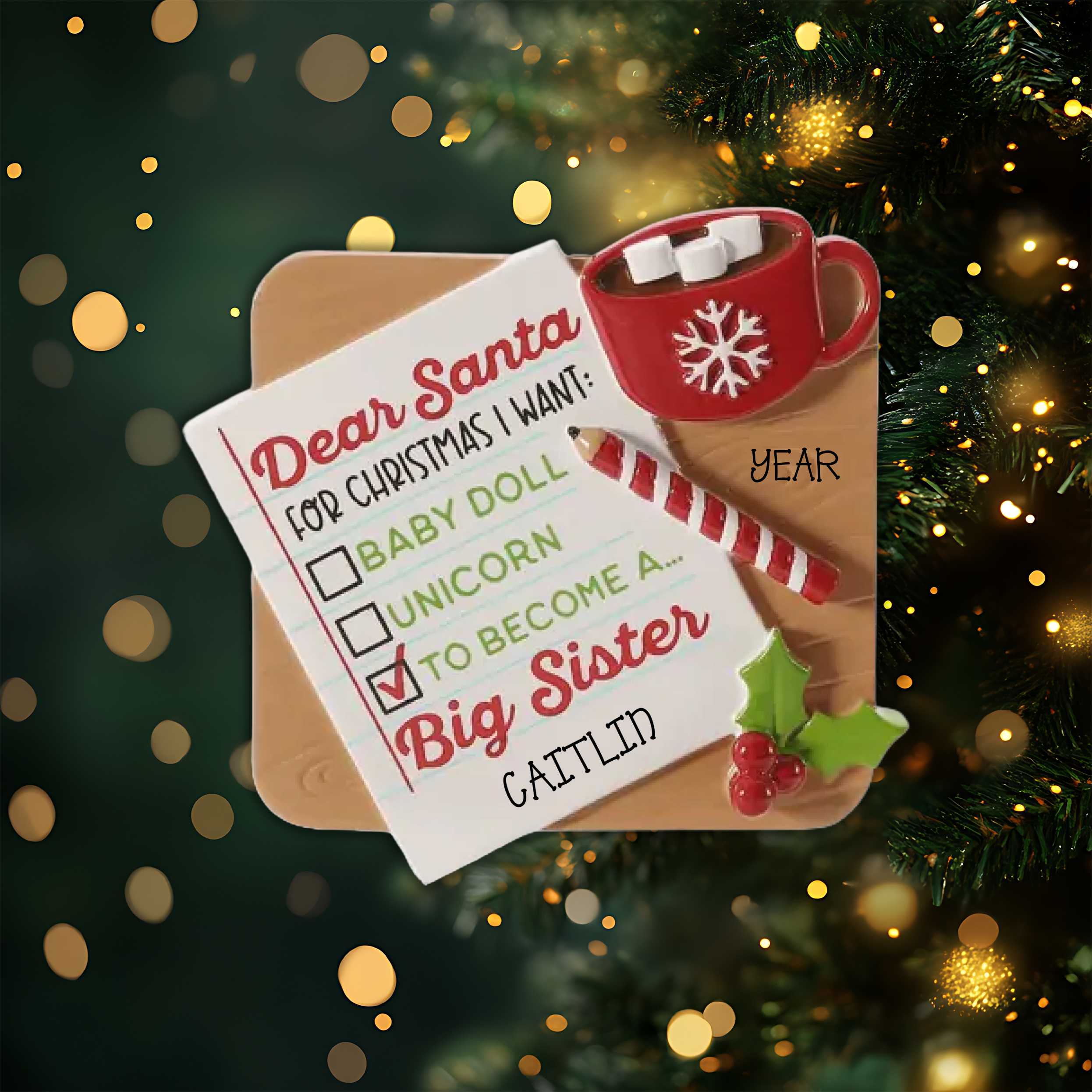 Note to Santa Sister Personalized Christmas Ornament
