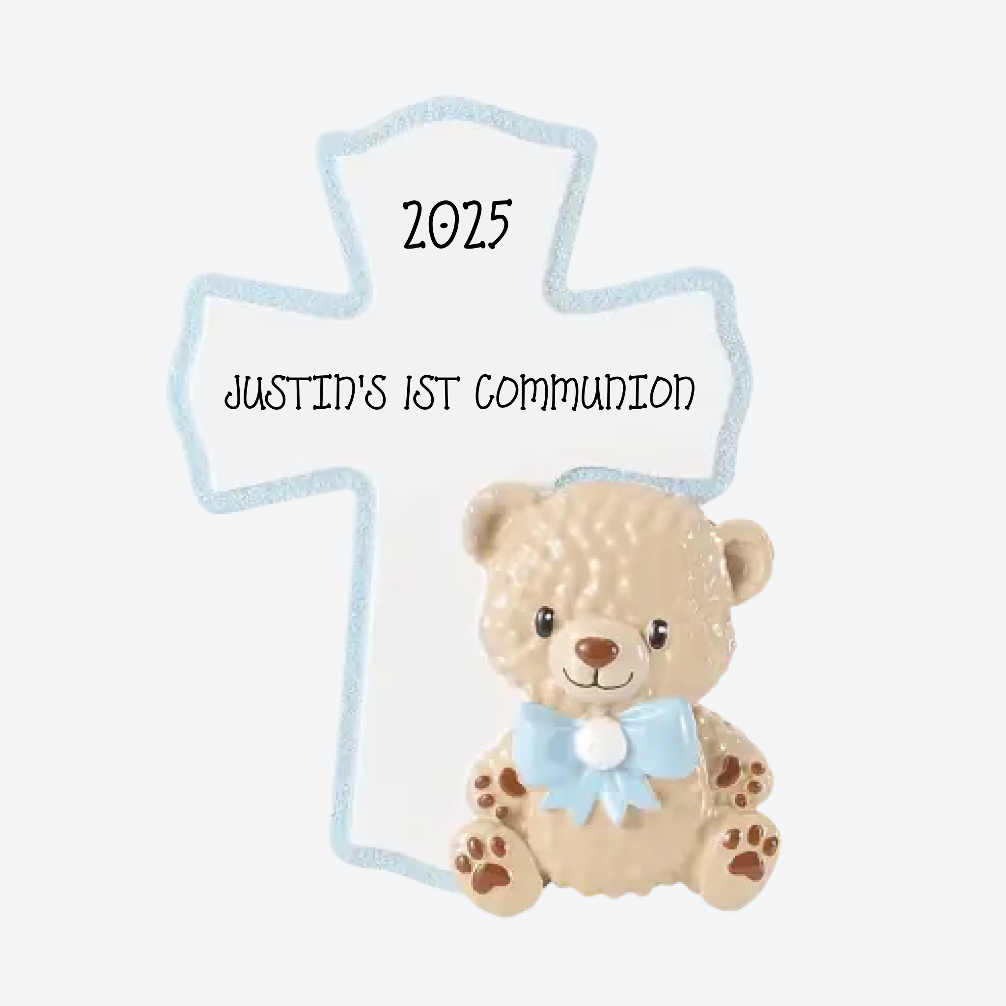 Religious Blue Cross Personalized Christmas Ornament