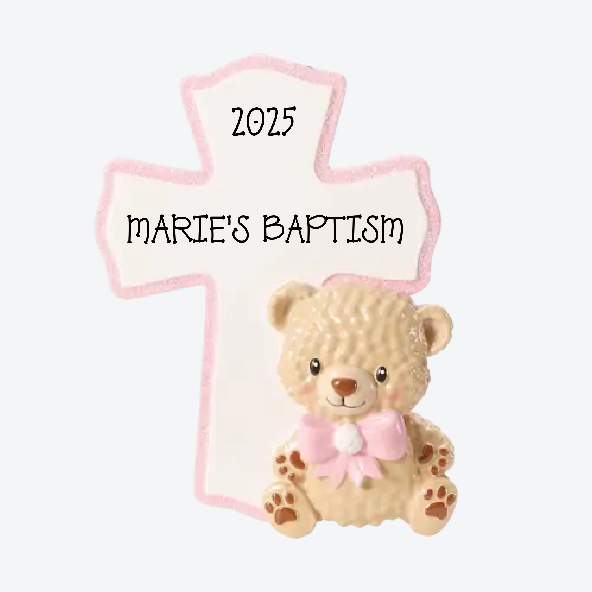 Religious Pink Cross Personalized Christmas Ornament