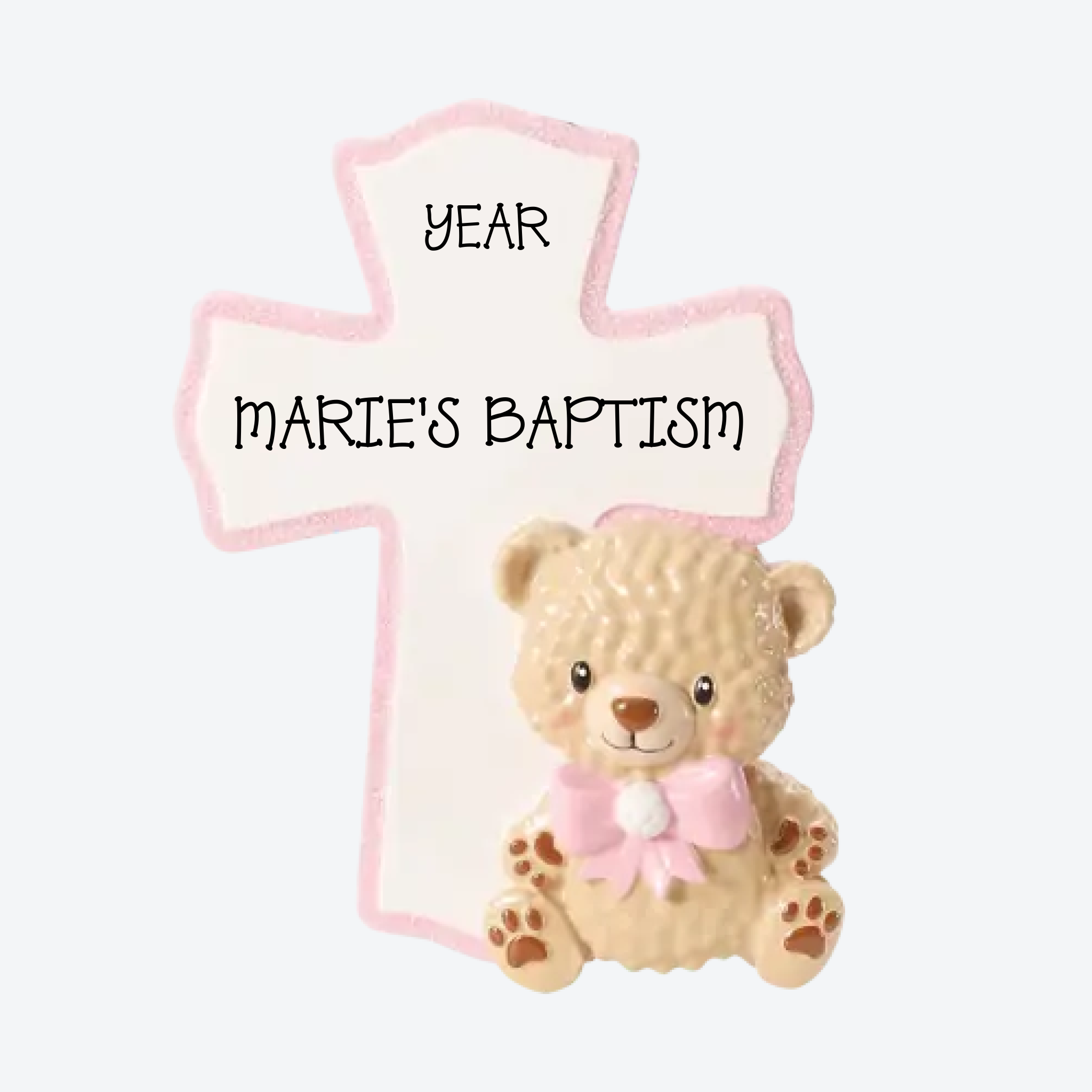 Religious Pink Cross Personalized Christmas Ornament