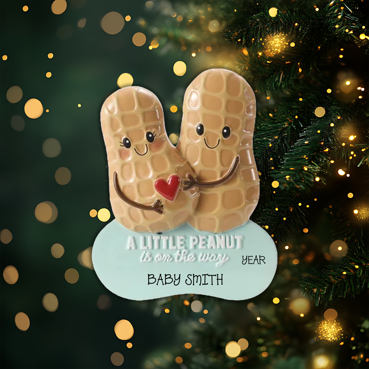 Peanuts Expecting Personalized Christmas Ornament