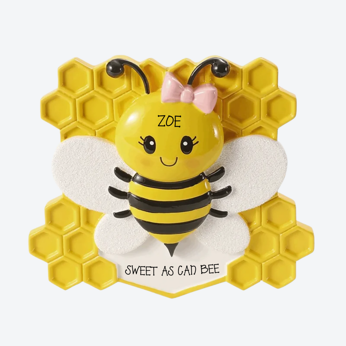 Bee With Pink Bowtie Personalized Christmas Ornament