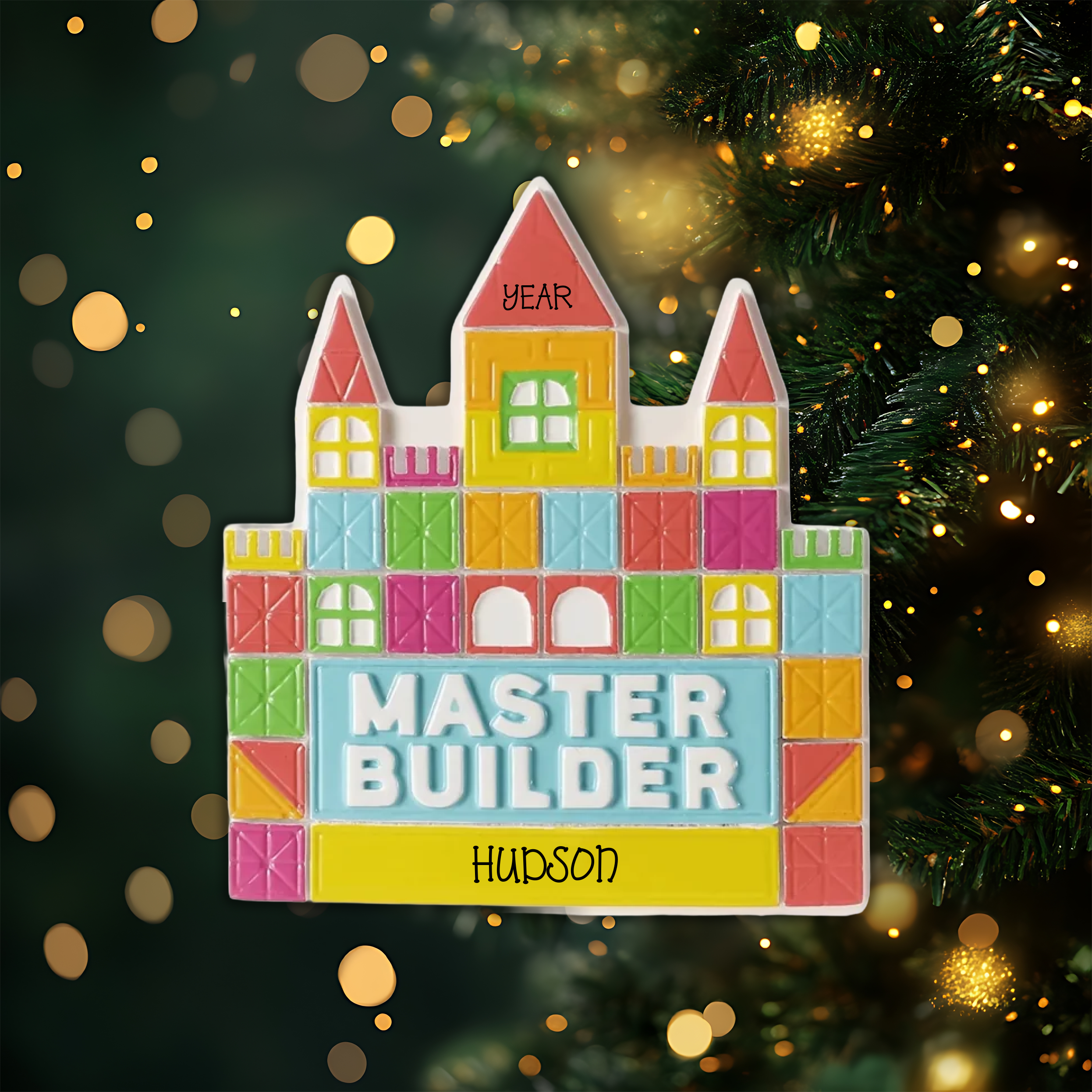 Tile Castle Personalized Christmas Ornament