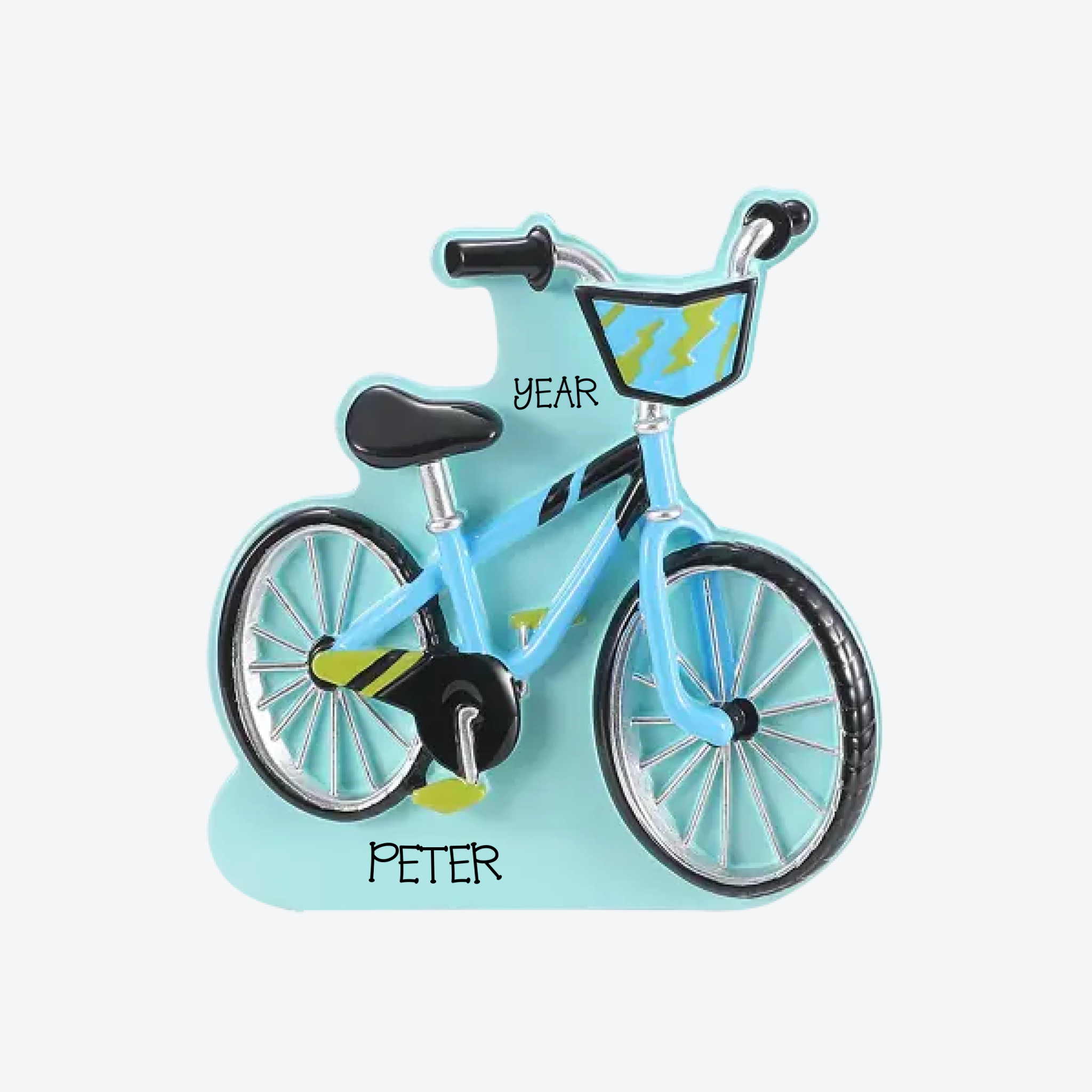First Bike Blue Personalized Christmas Ornament