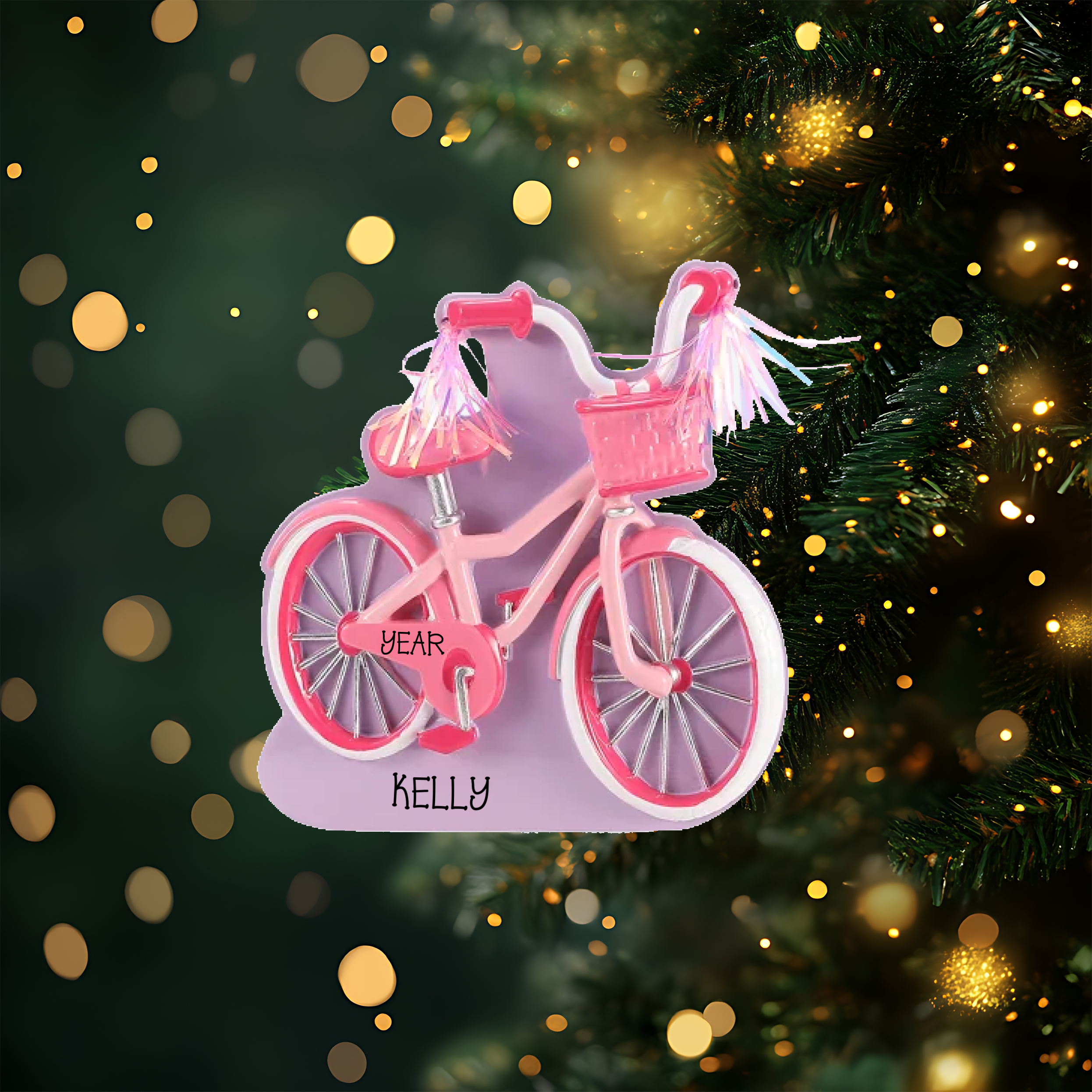 First Bike Pink Personalized Christmas Ornament