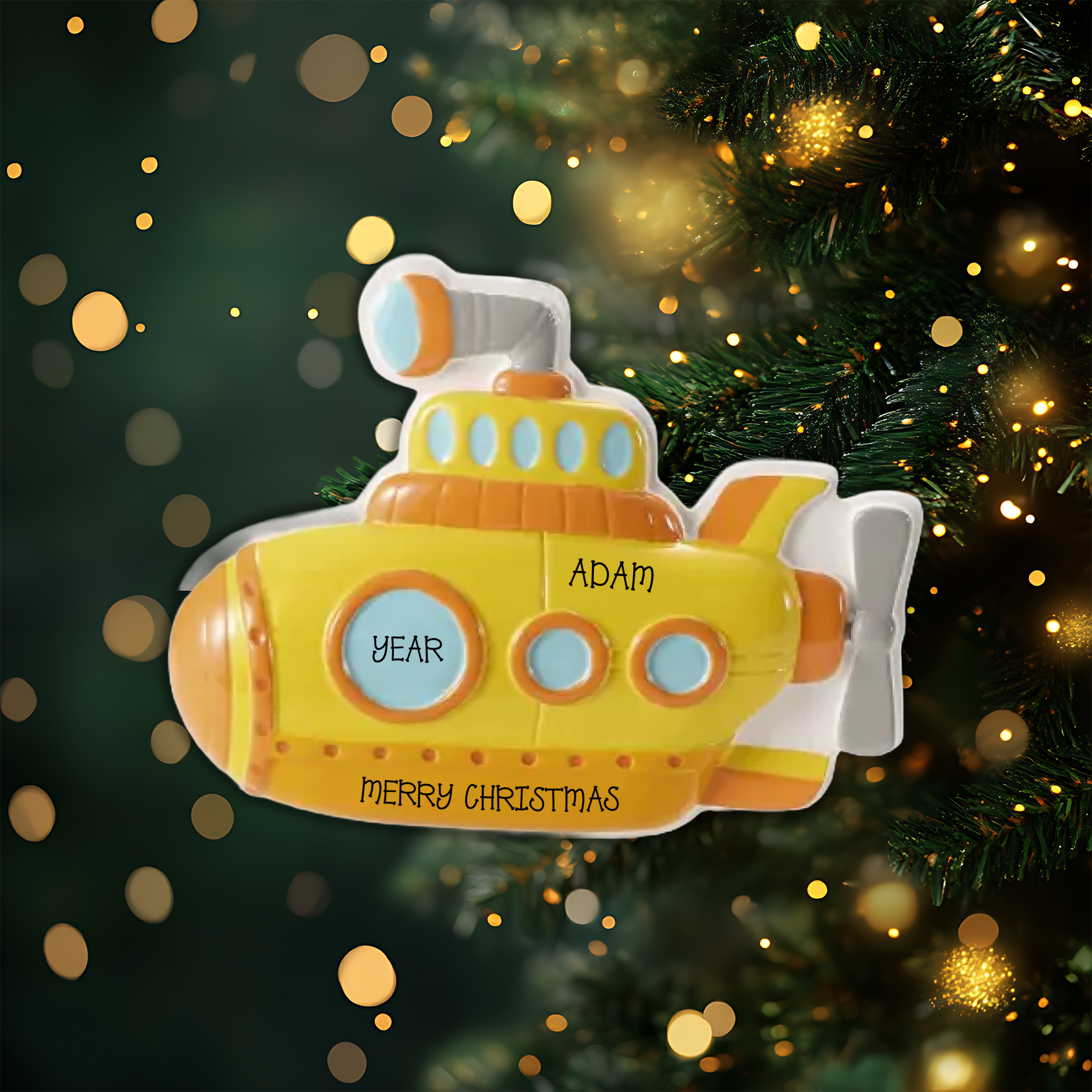 Submarine Personalized Christmas Ornament