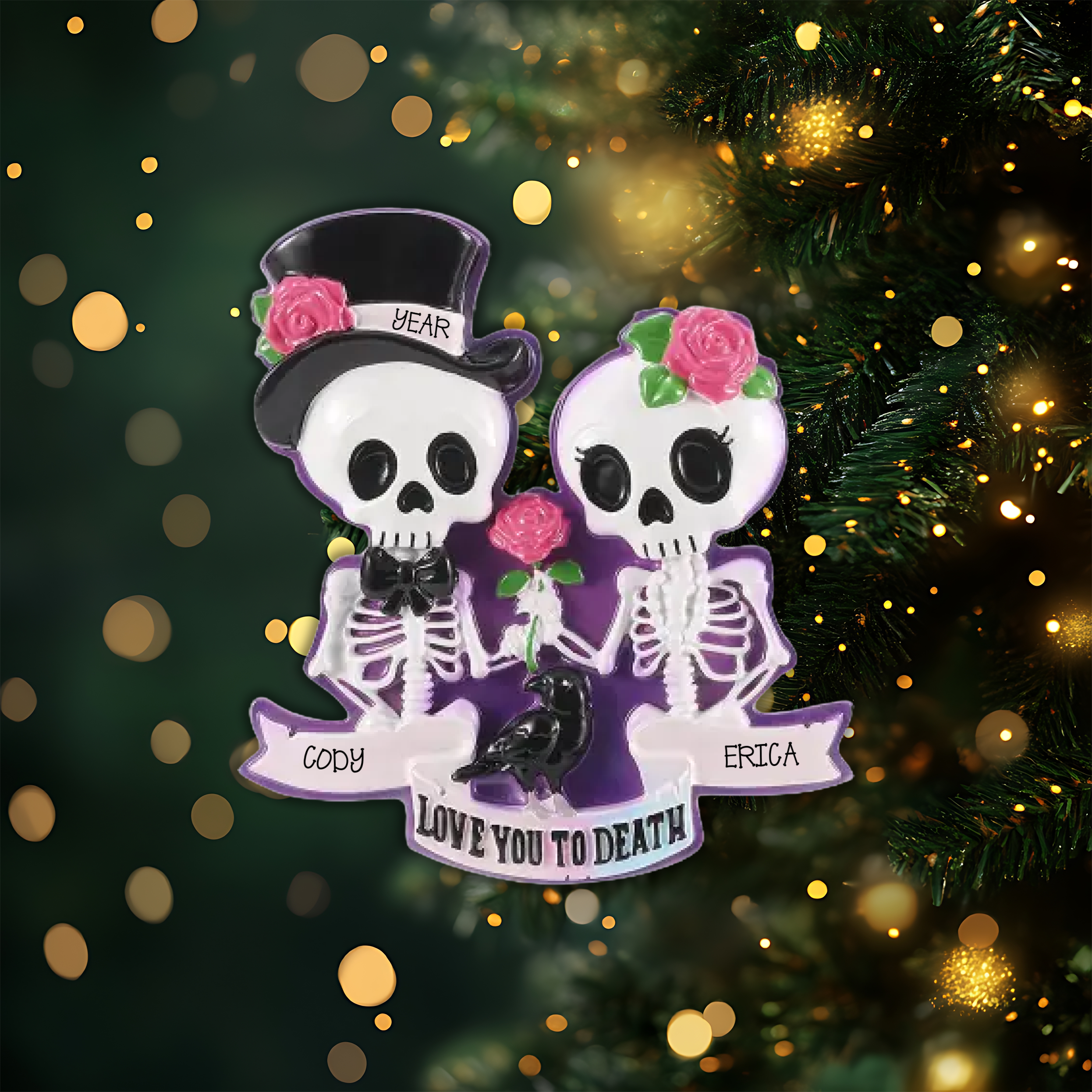 Skeleton Couple Personalized Christmas Ornament