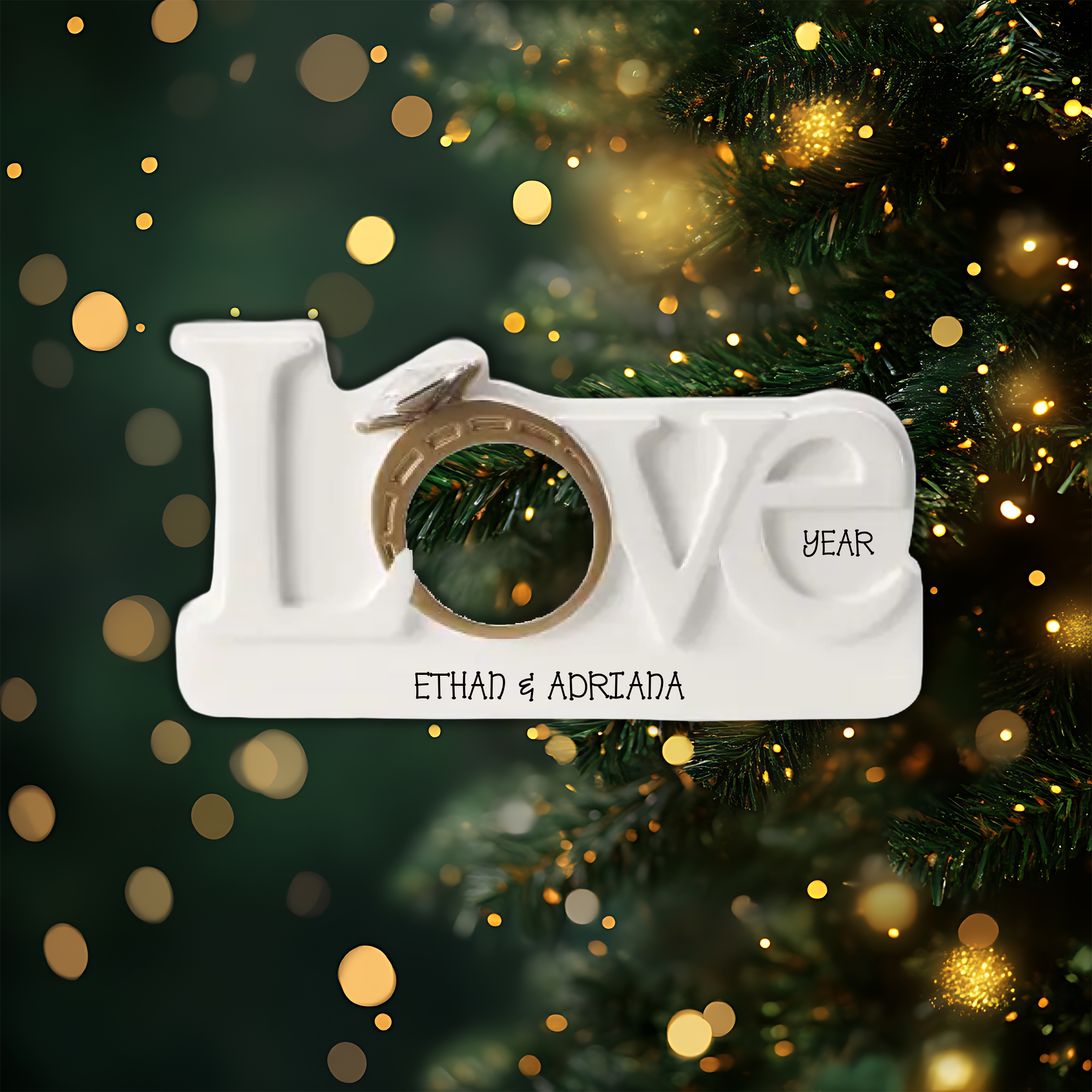 Love with Ring Personalized Christmas Ornament