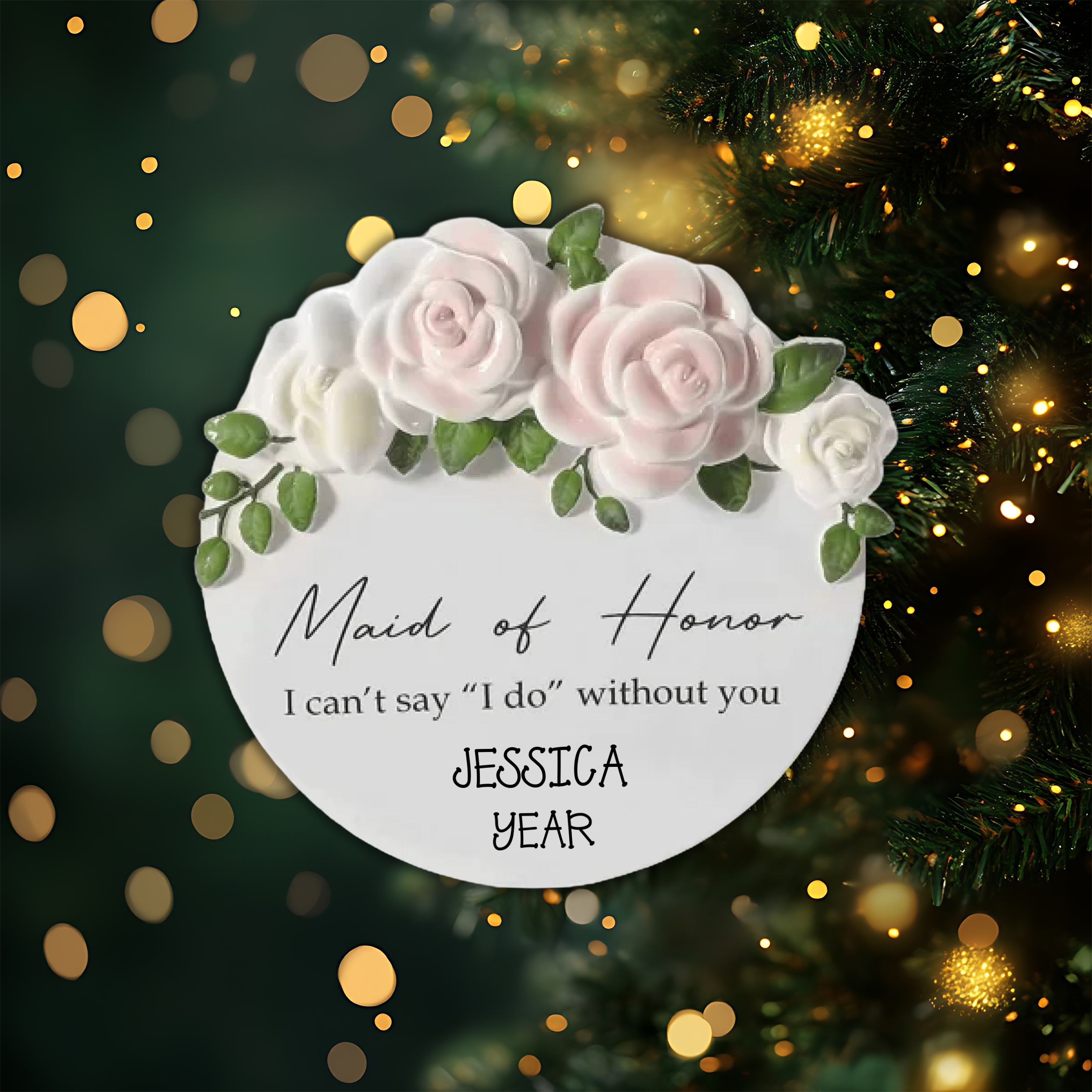 Maid of Honor Personalized Christmas Ornament