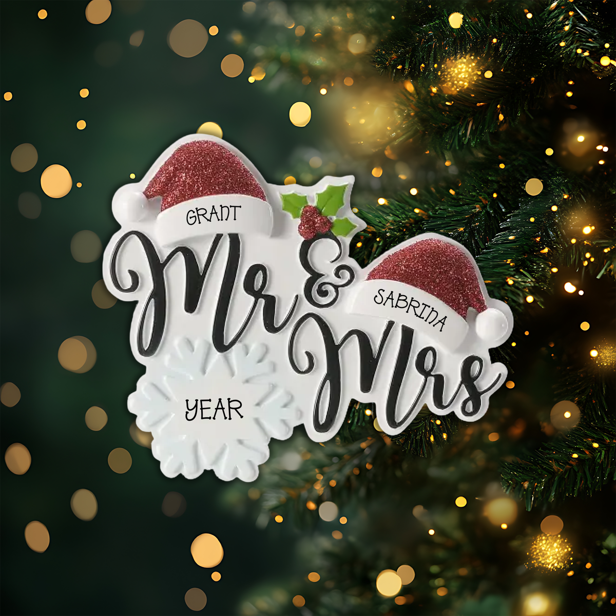 Mr and Mrs Personalized Christmas Ornament