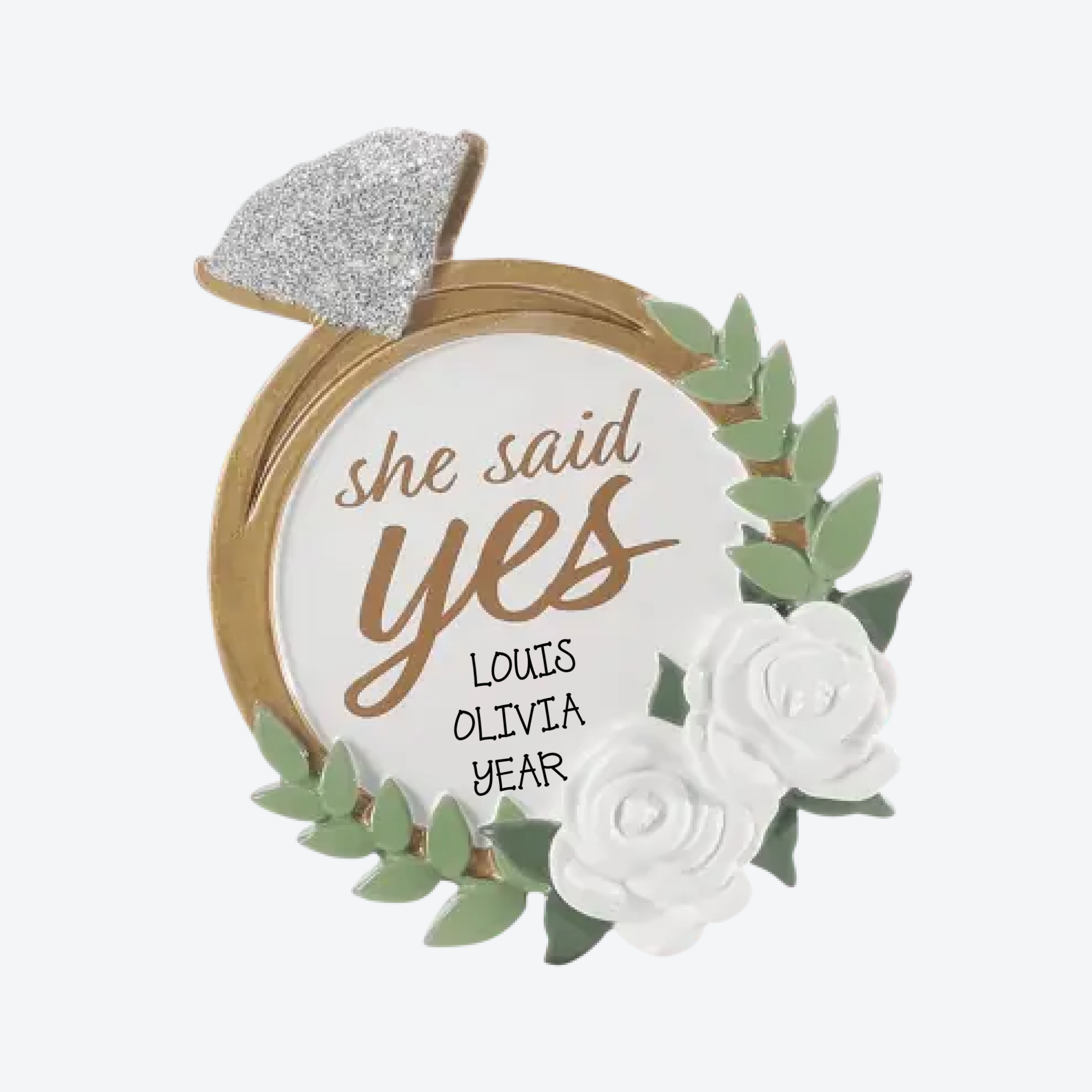 She Said Yes Personalized Christmas Ornament